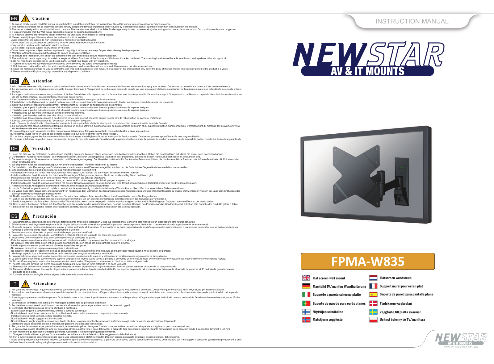 Newstar FPMA-W835 User Manual