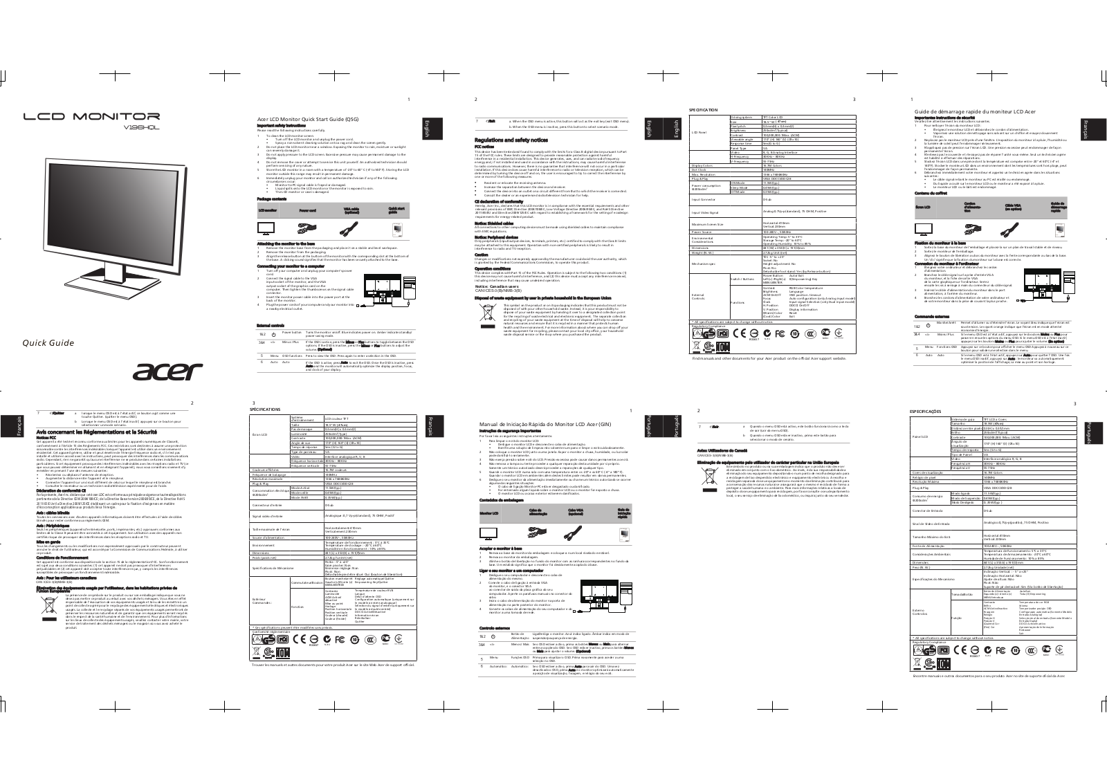 Acer V196HQL User Manual