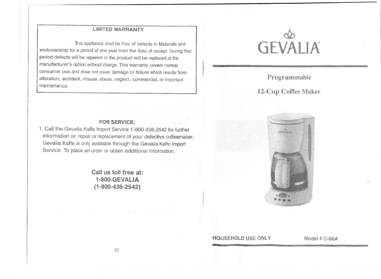 Gevalia C-60A User Manual - ManualMachine.com