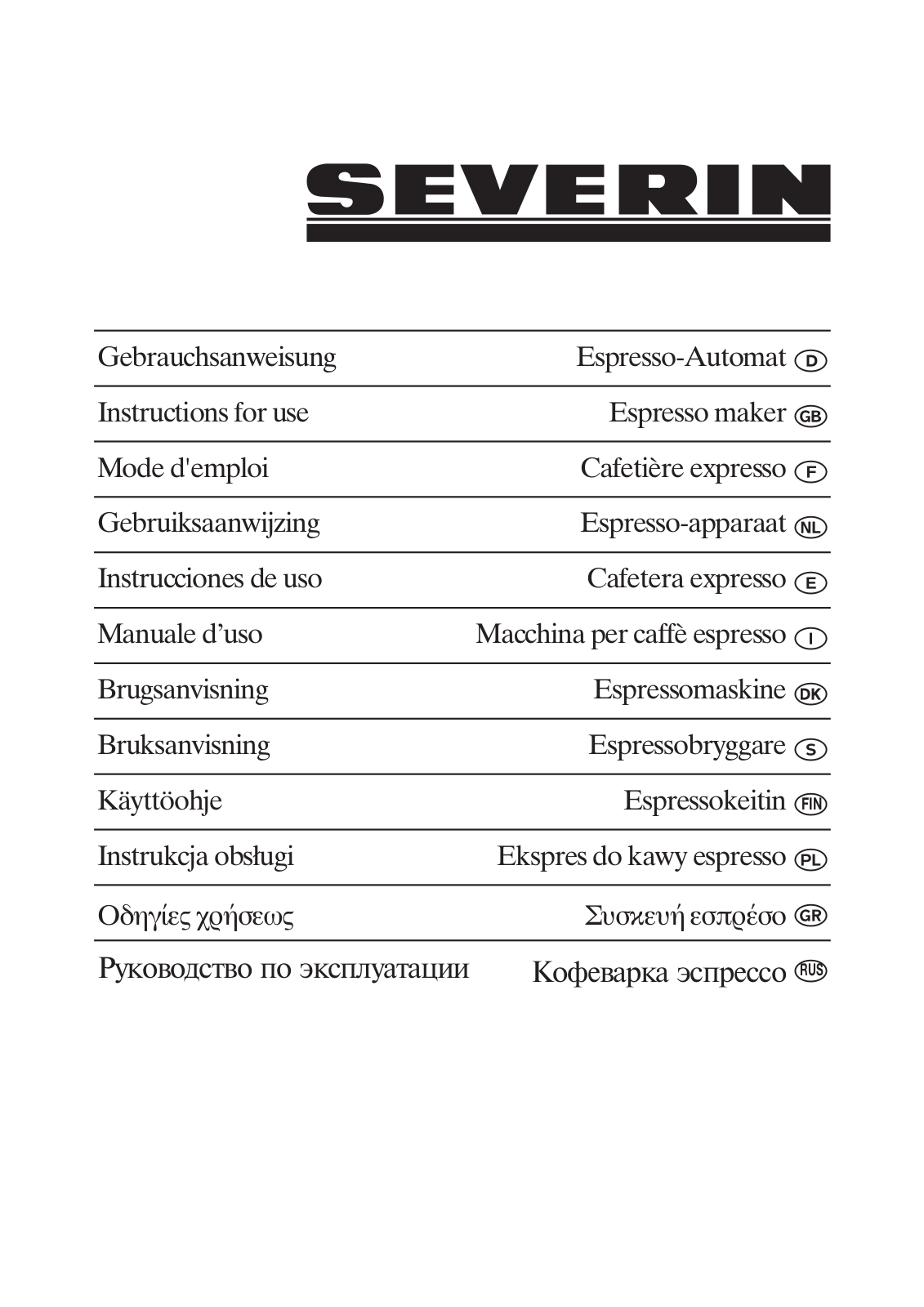 Severin KA 5953 User Manual