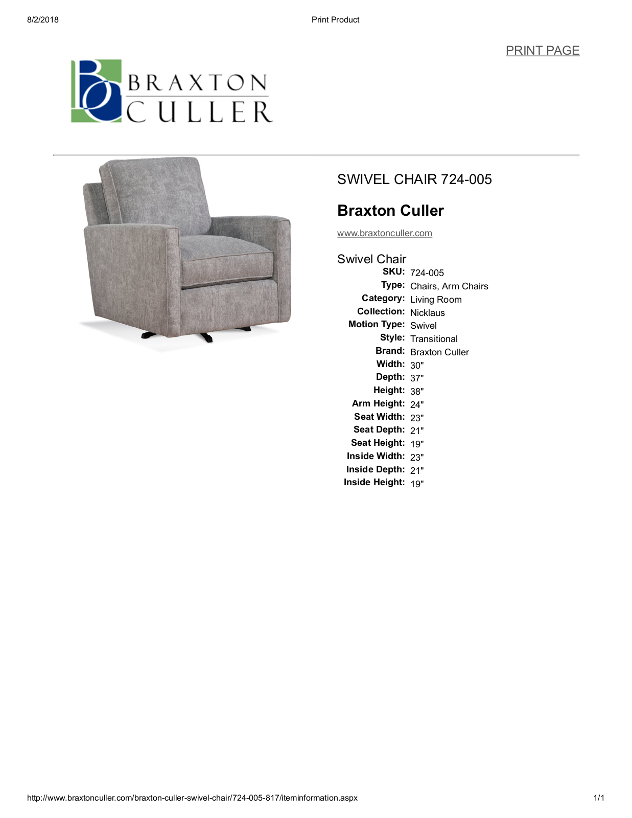 Braxton Culler BXCL1484 Specifications - ManualMachine.com