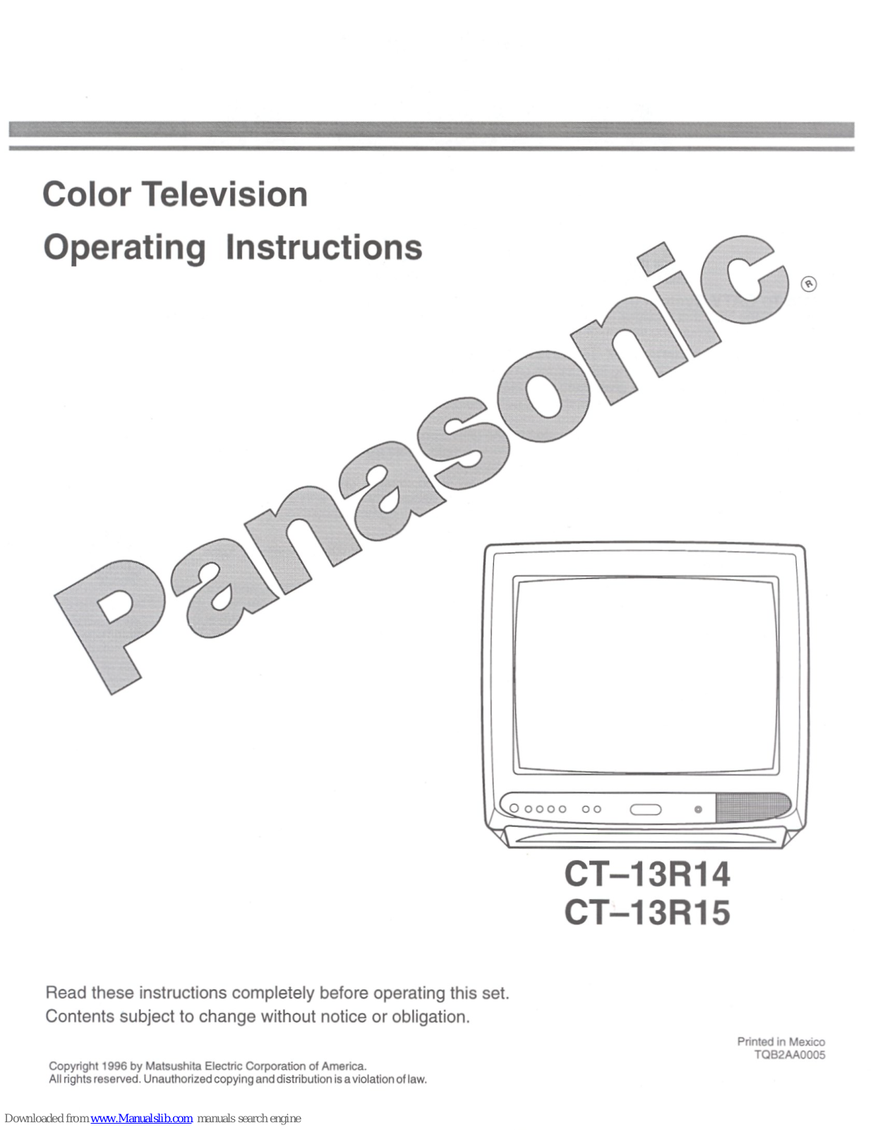 Panasonic CT-13R14, CT-13R15, CT13R15U - 13