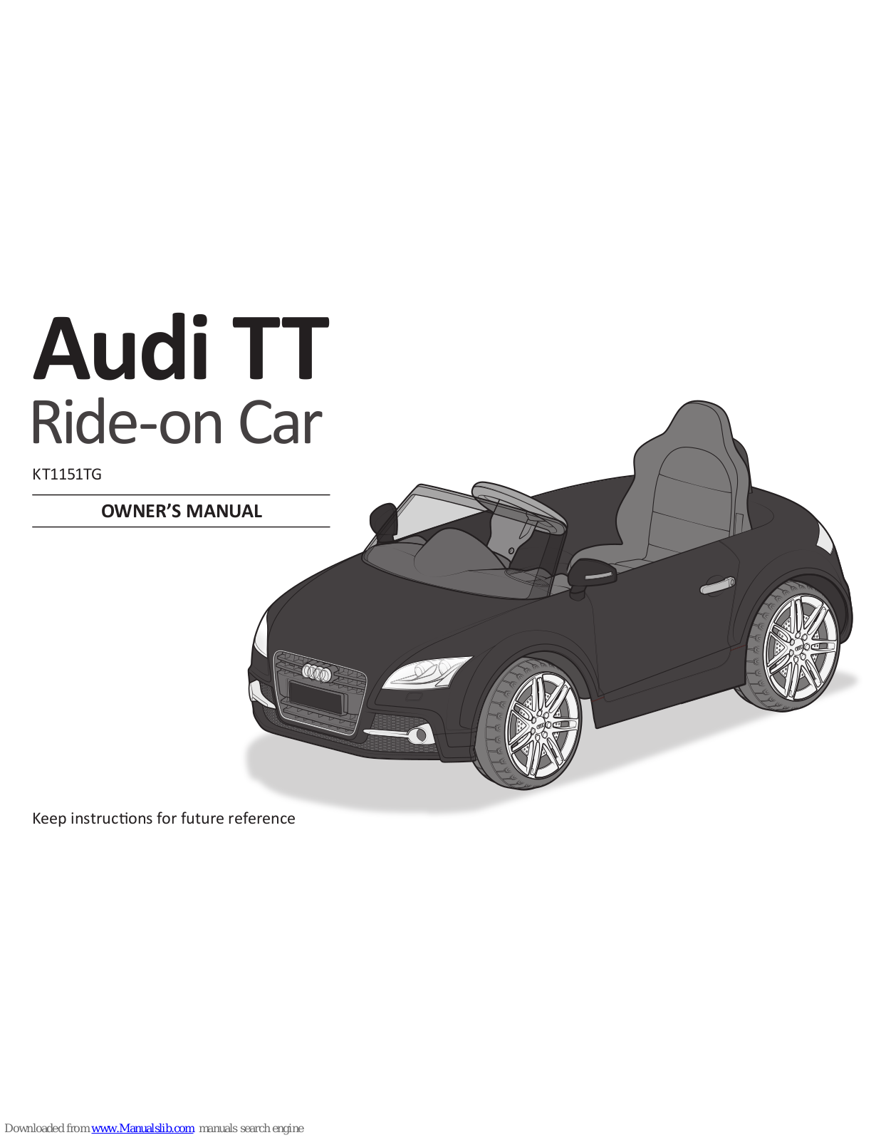 Kid Trax Toys Audi TT Owner's Manual