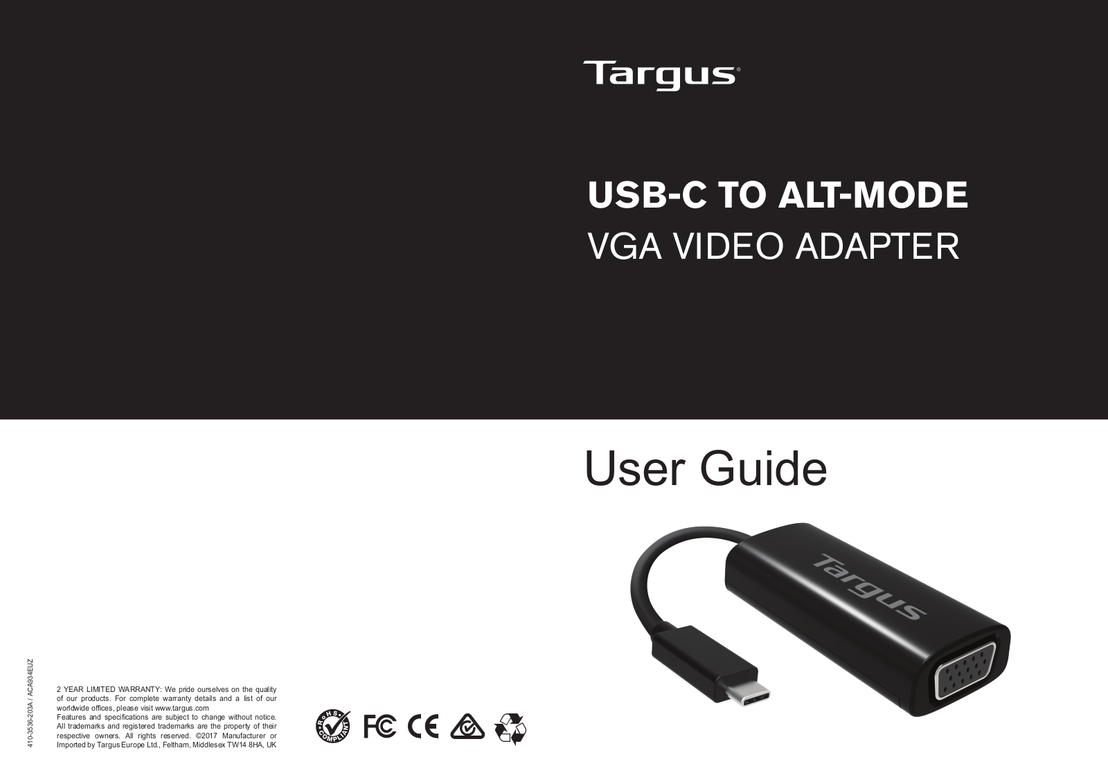 Targus ACA934, ACA934EU, ACA934EUZ User Manual