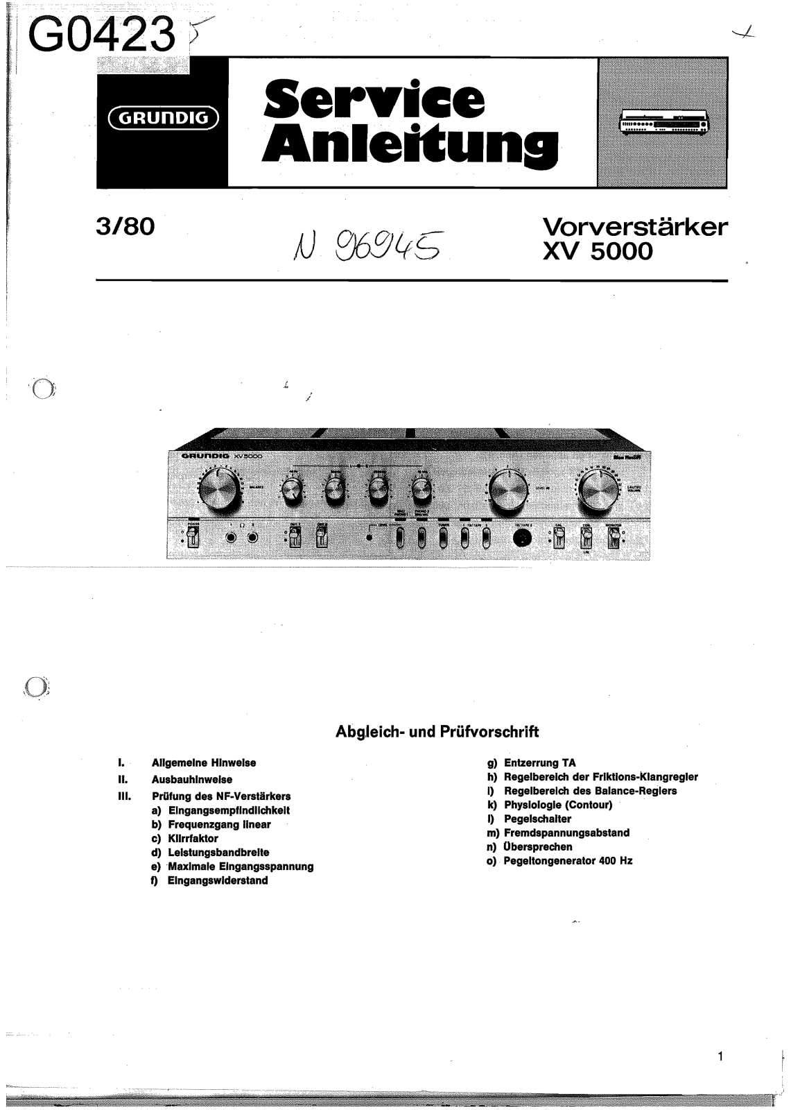 Grundig XV-5000 Service Manual