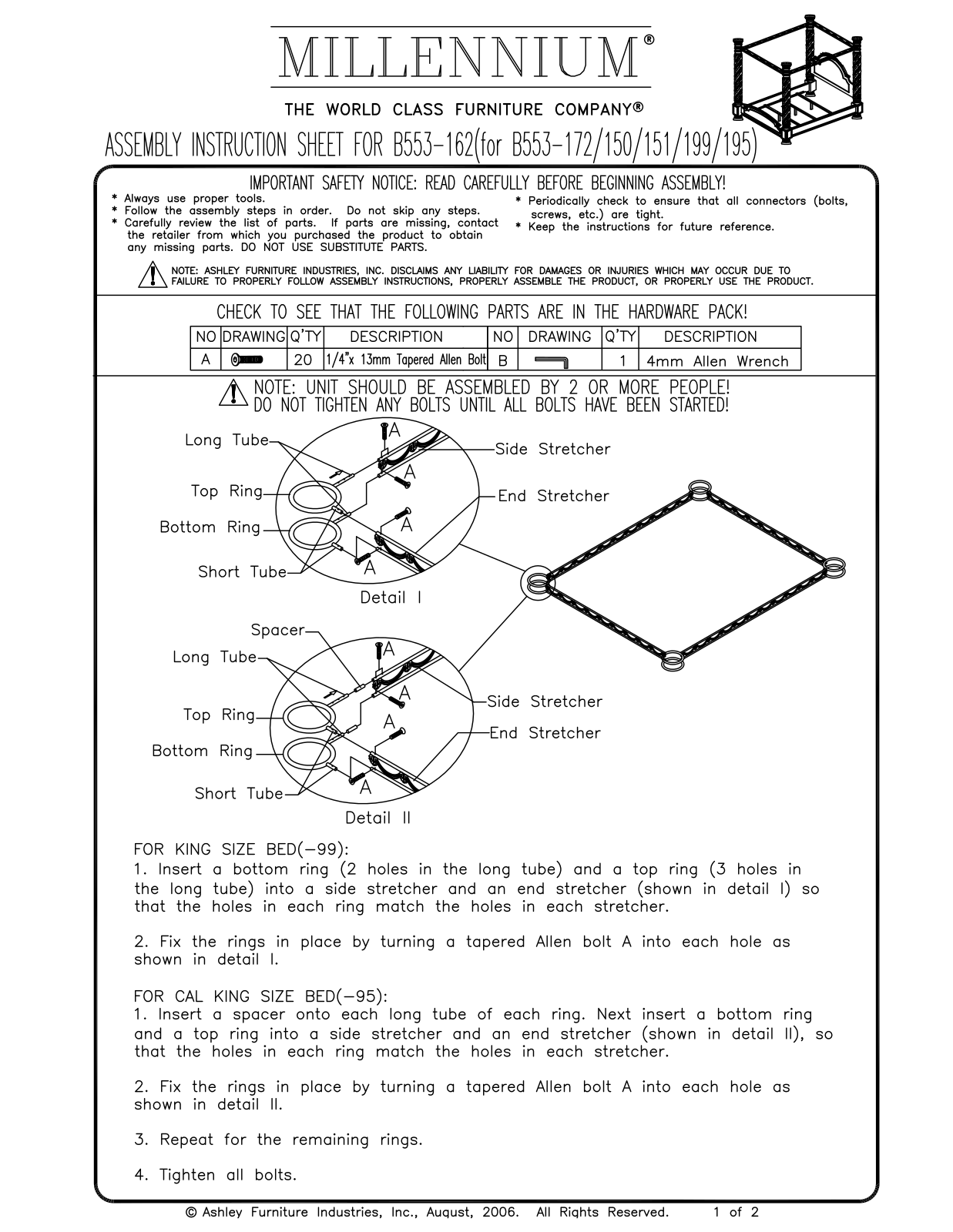 Millennium B553150151162172195 User Manual