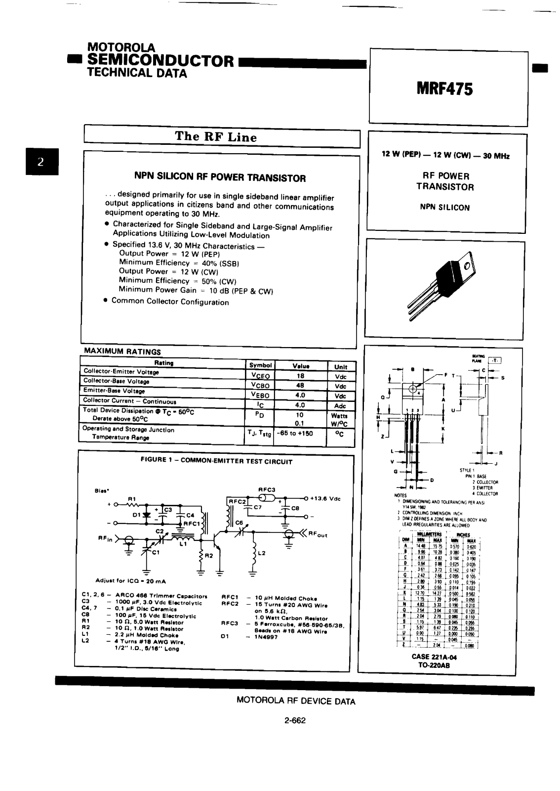 Datasheets MRF475 Datasheet - ManualMachine.com