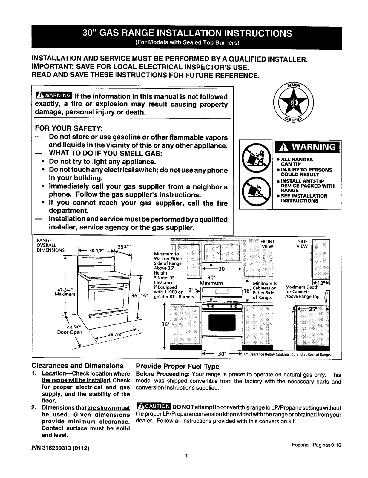 Kenmore 79075993100, 79075993101, 79075993102, 79075754100, 79075751100 Installation Guide - ManualMachine.com
