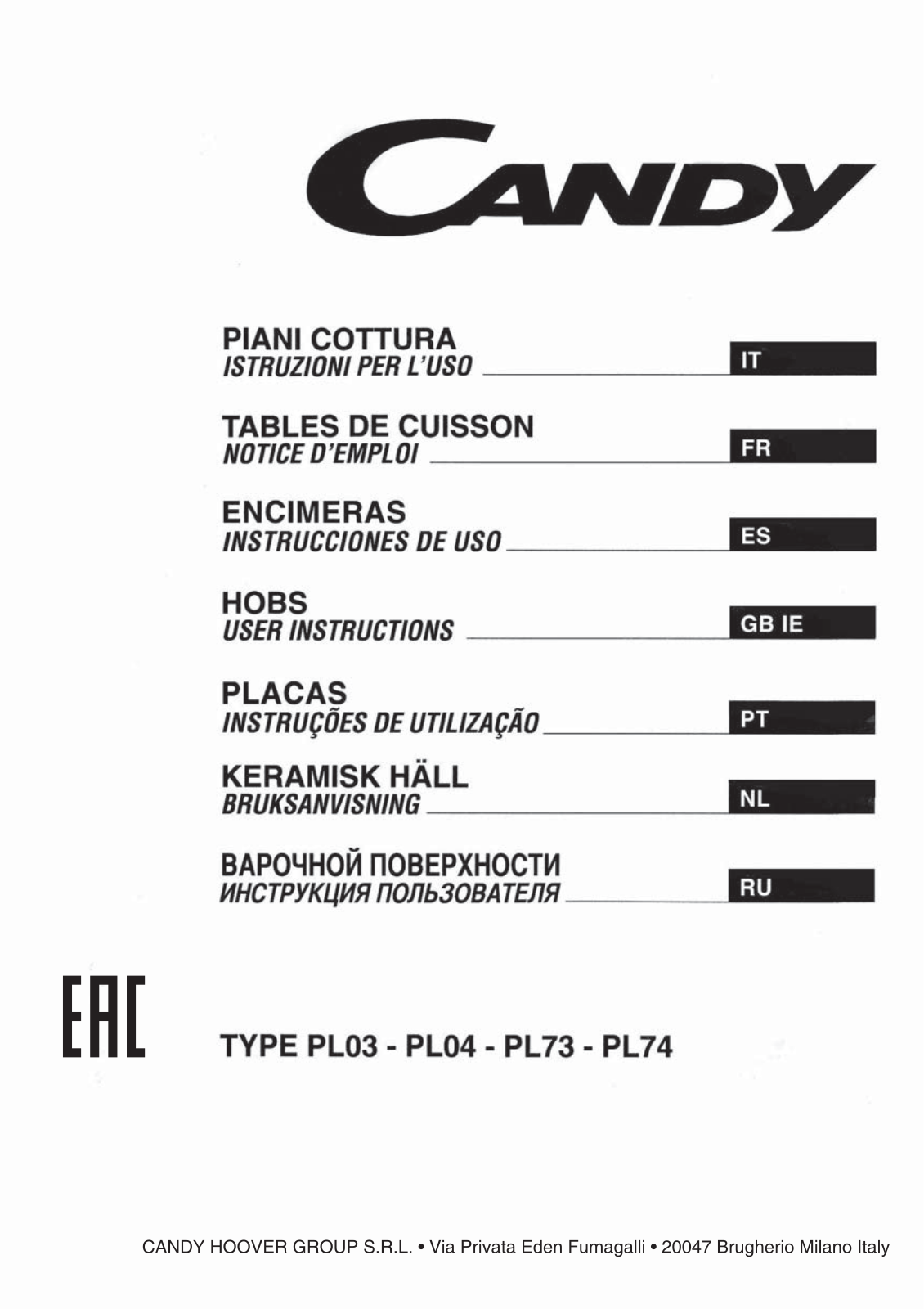 Candy PGC640SQXX User Manual