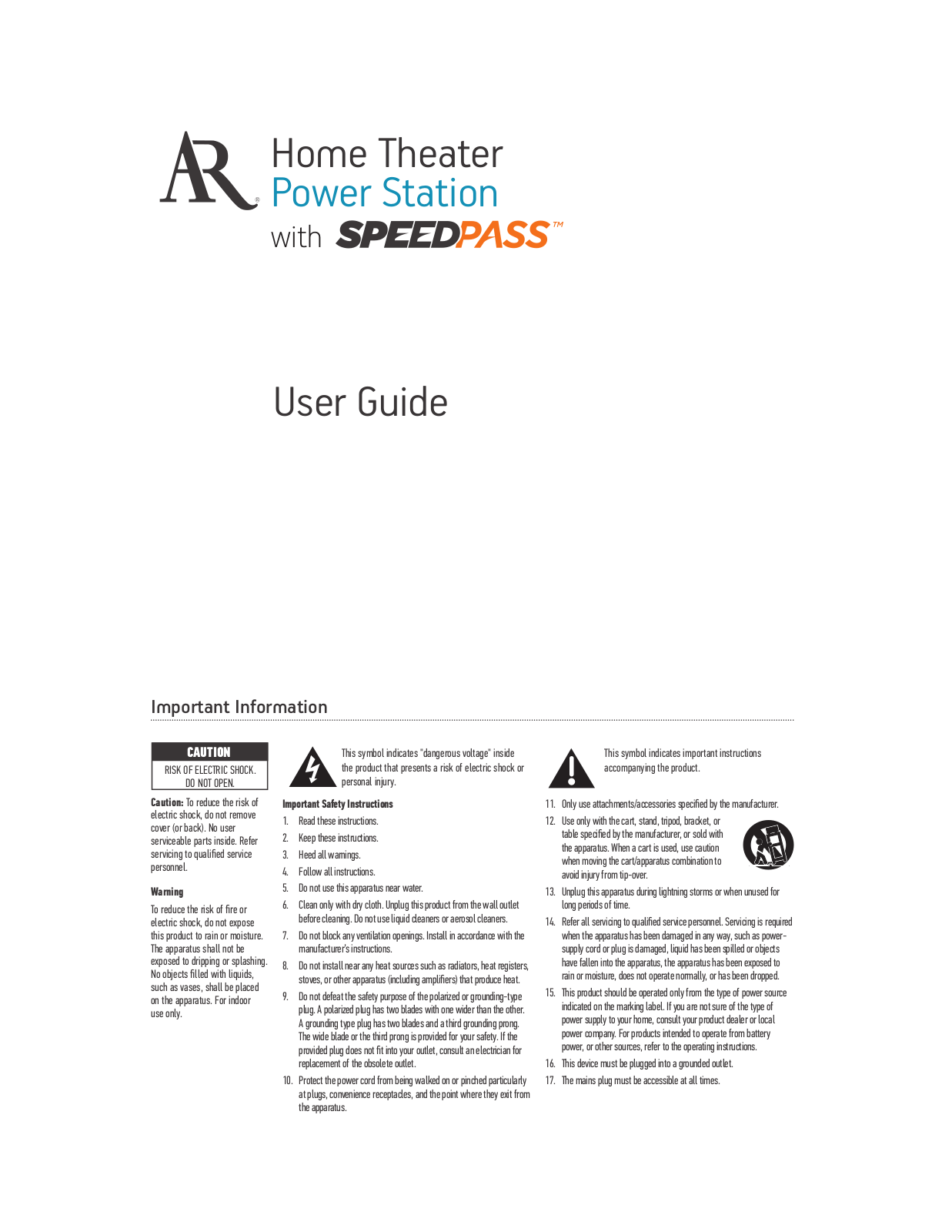 Acoustic Research PW1000 User Manual