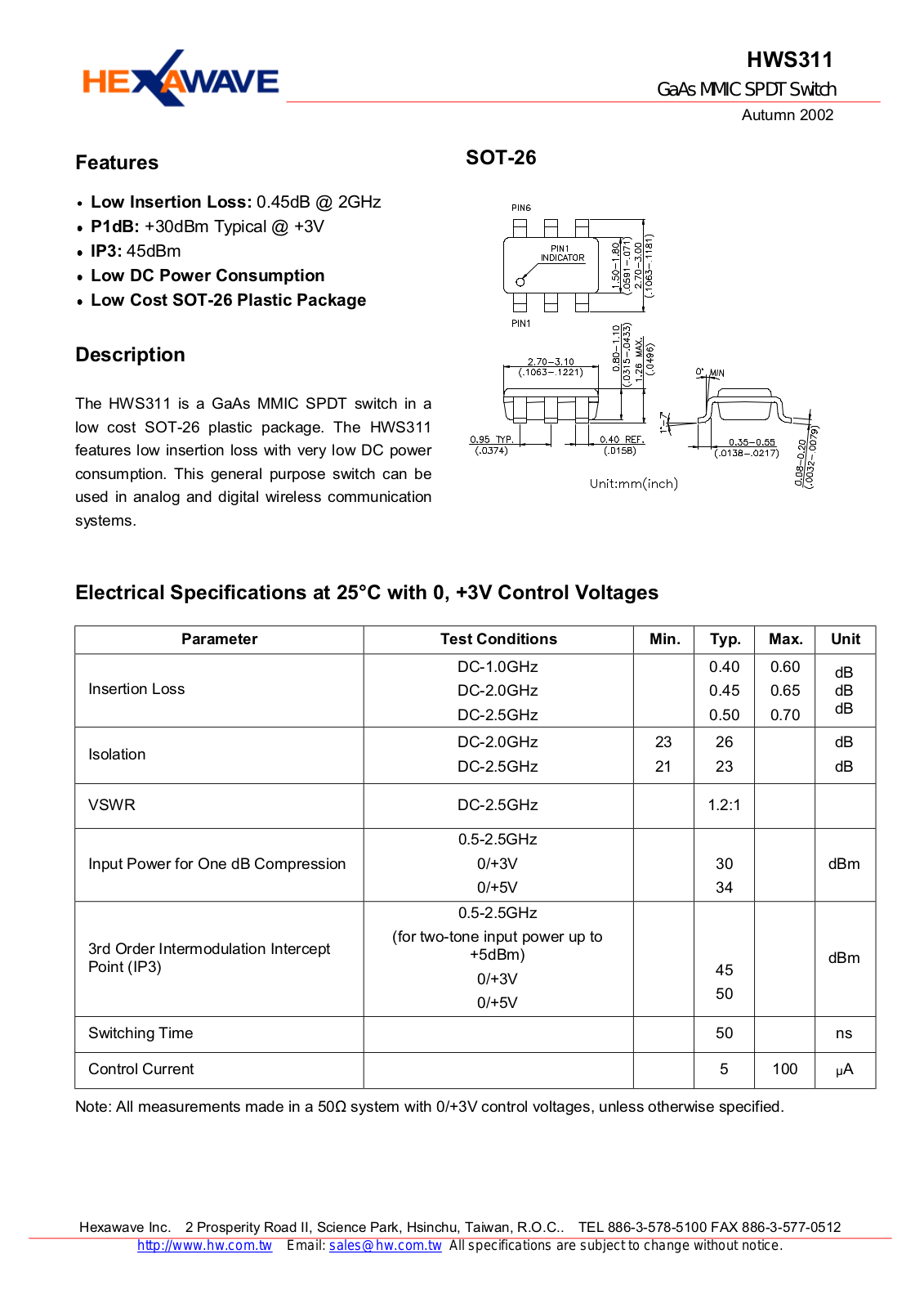 HWTW HWS311 Datasheet