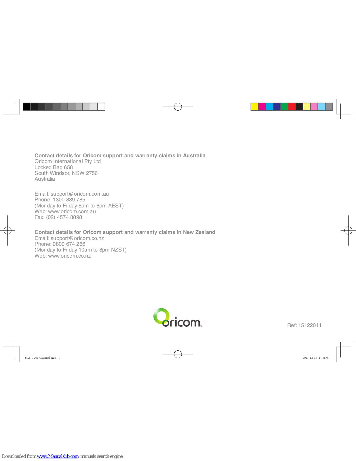 Oricom secure 210 User Manual