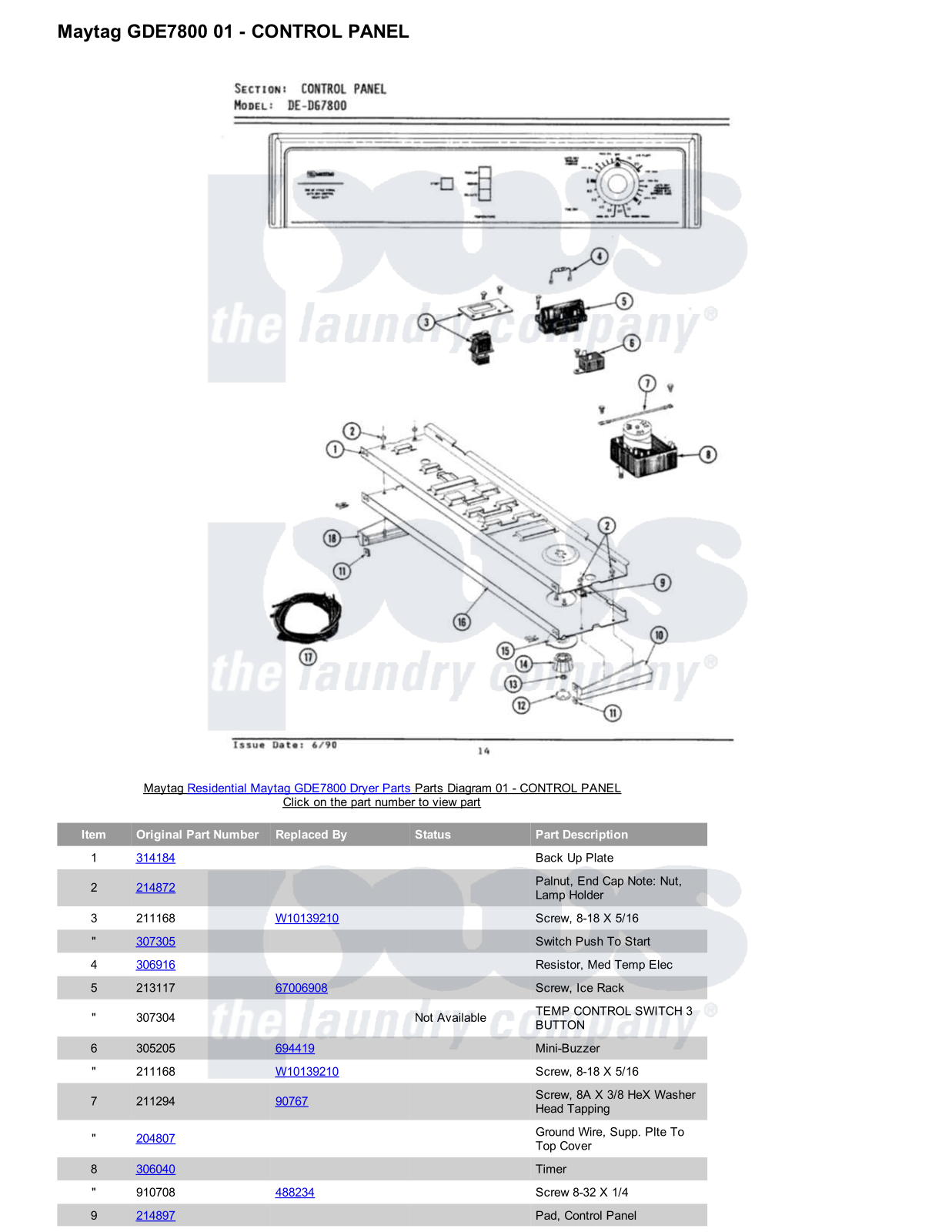 Maytag GDE7800 Parts Diagram