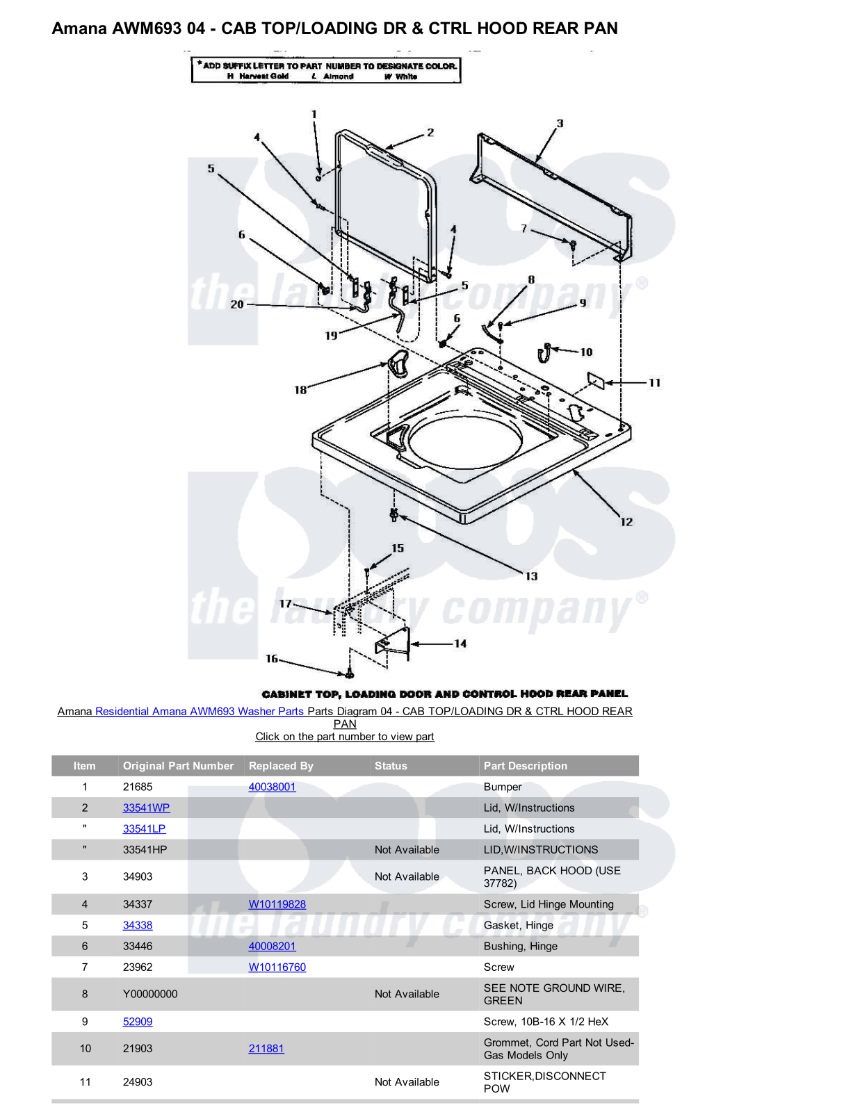 Amana AWM693 Parts Diagram