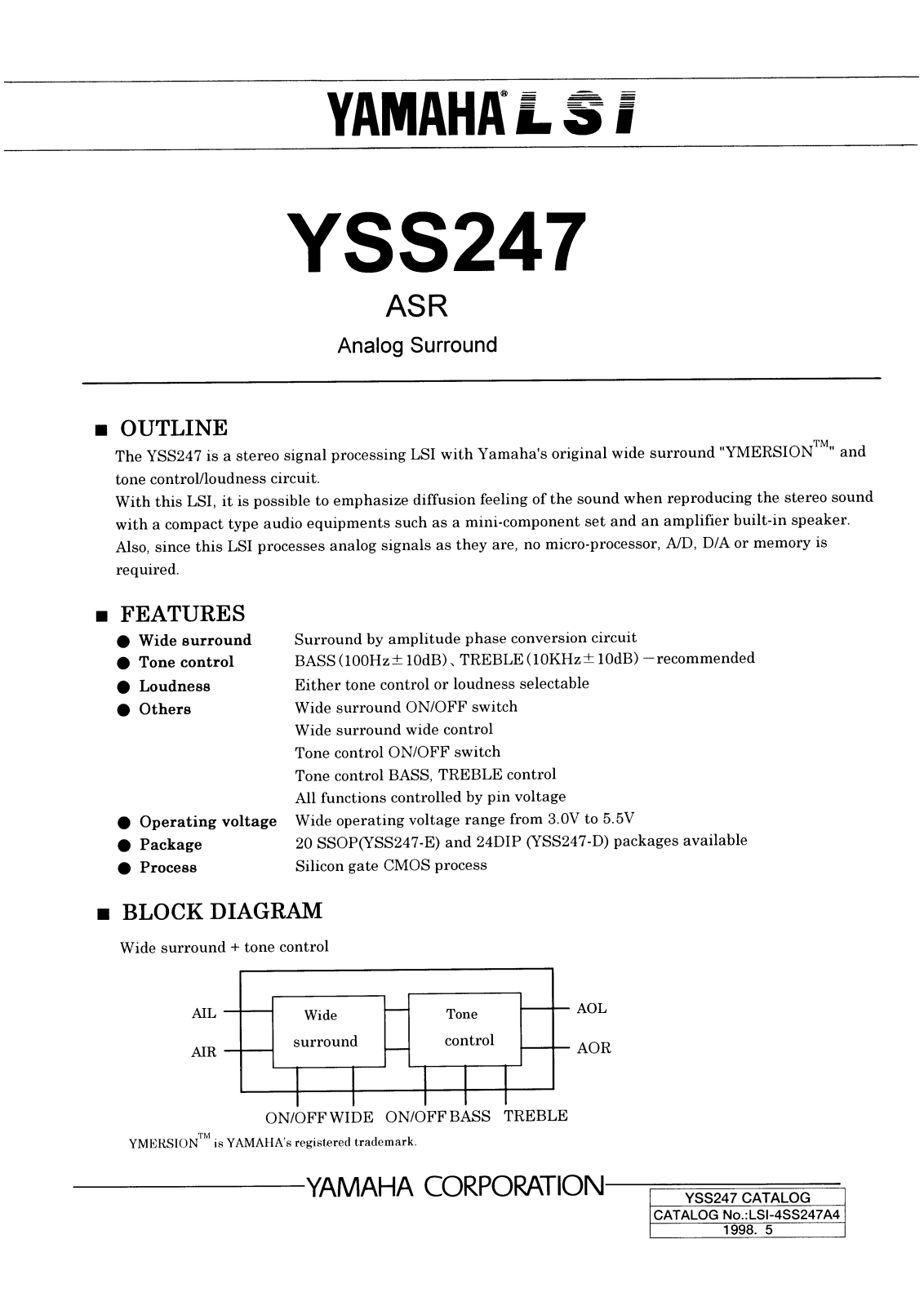 YAMAHA YSS247-D Datasheet