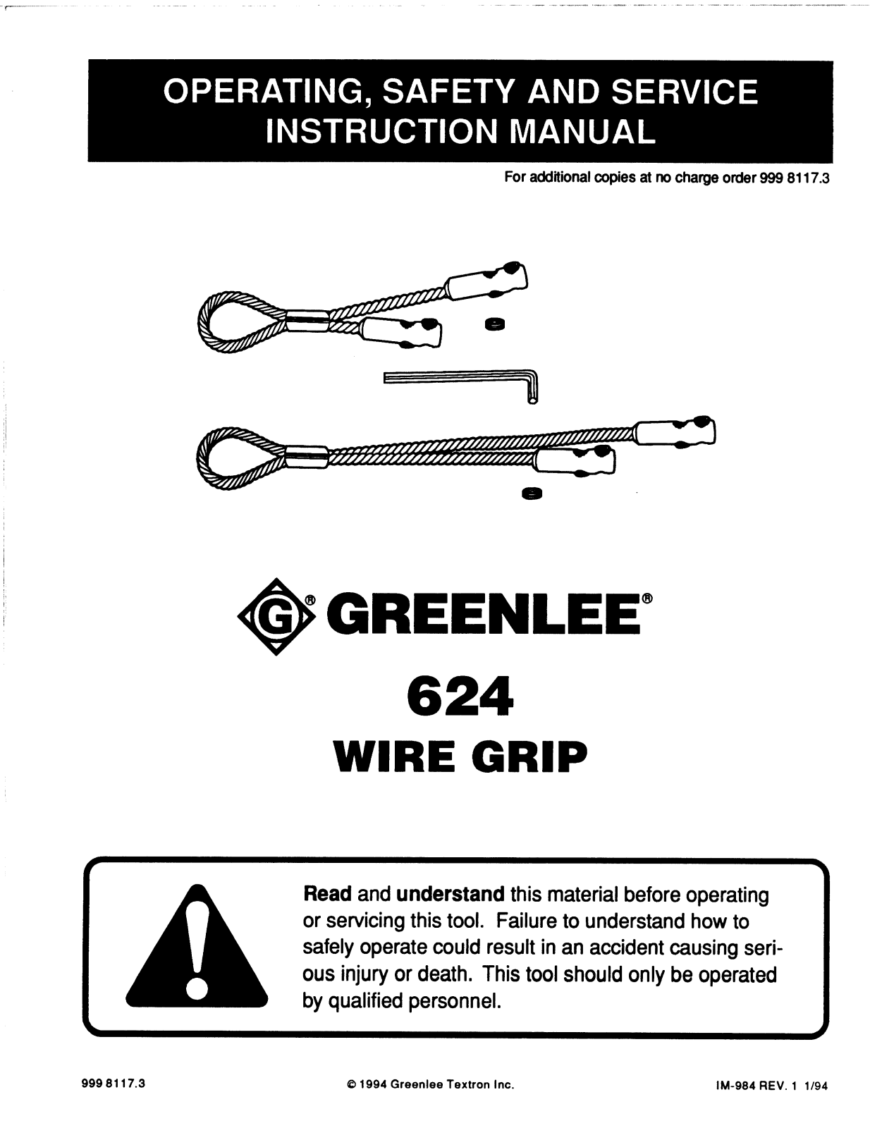 Greenlee 624 Installation Manual - ManualMachine.com