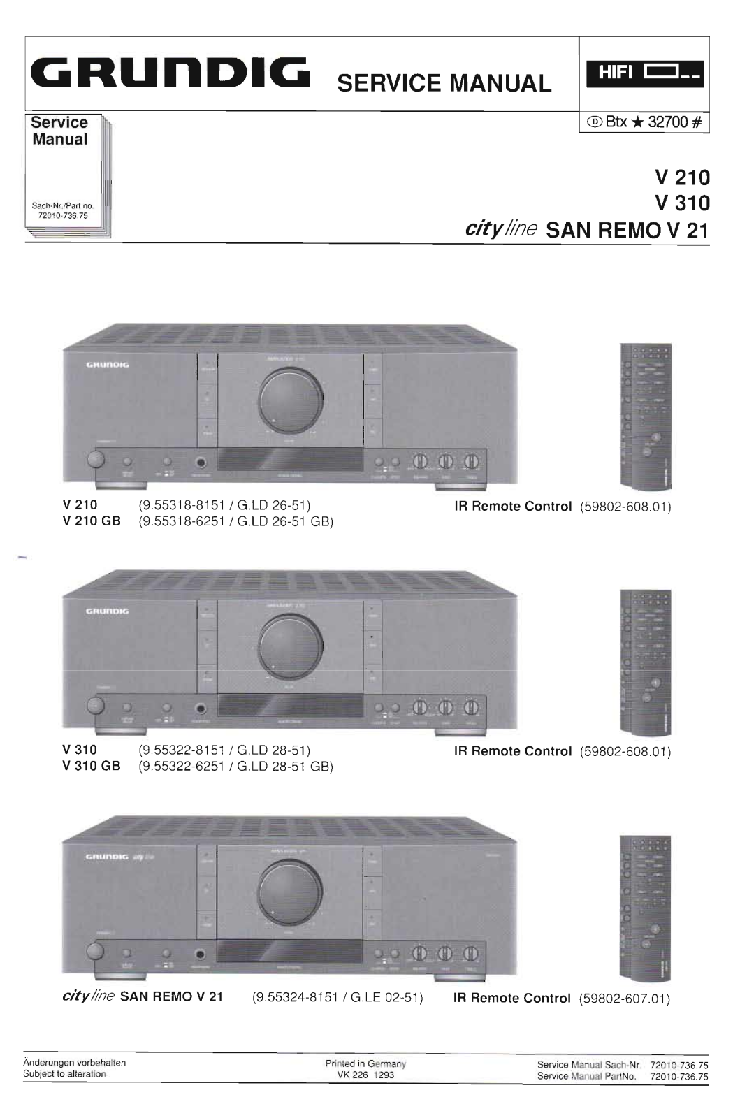 Grundig V-210 Service Manual