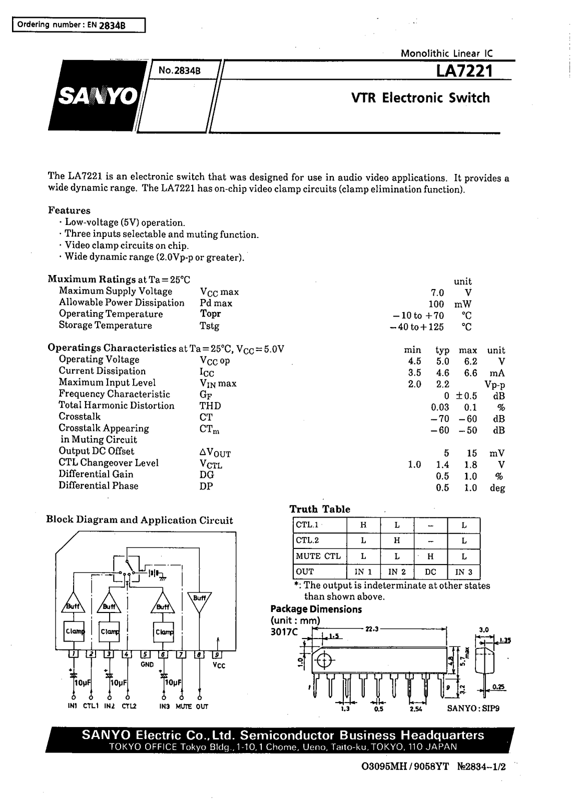 SANYO LA7221 Datasheet