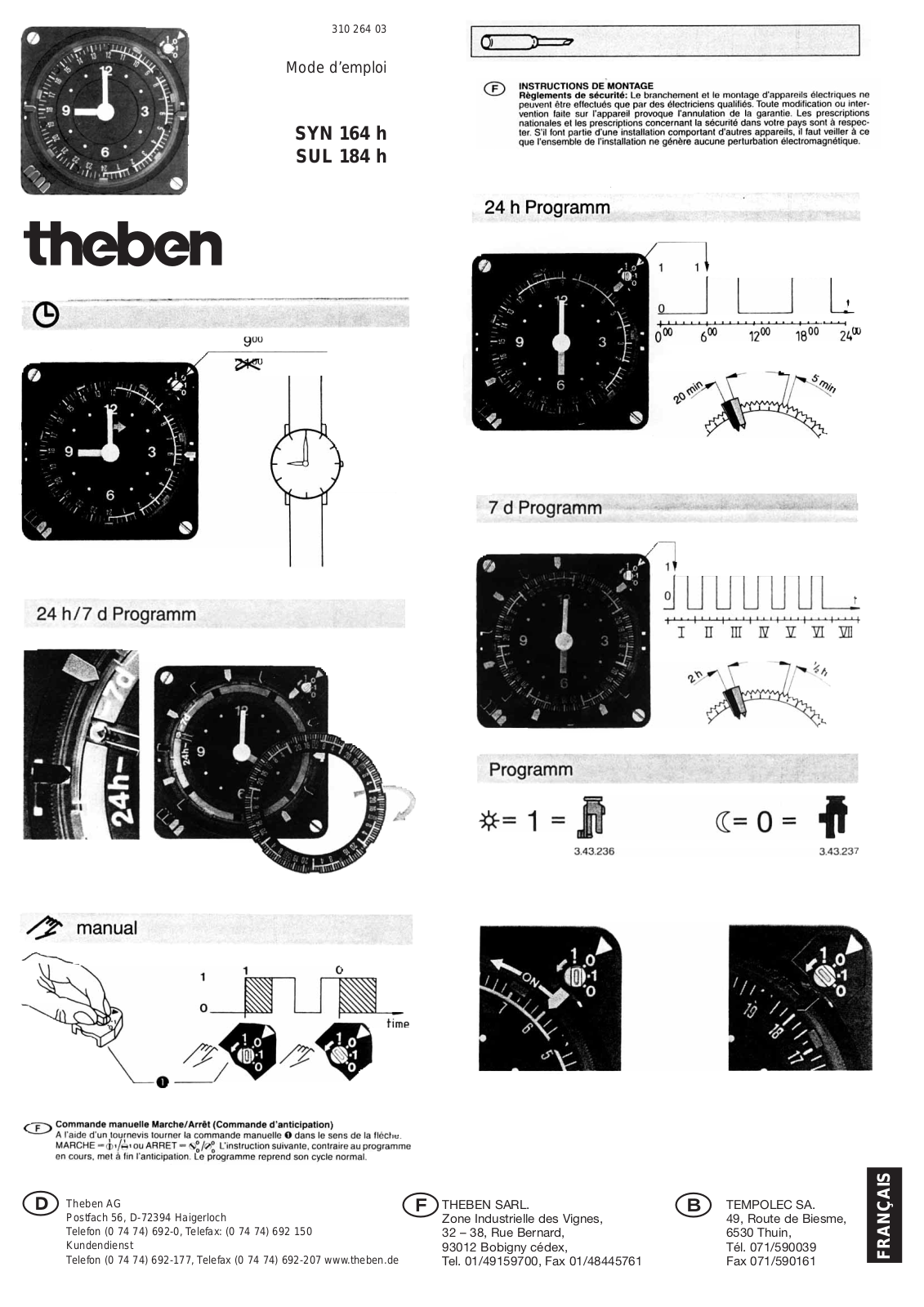 Theben SUL 184 H, SYN 164 H Montage Manual