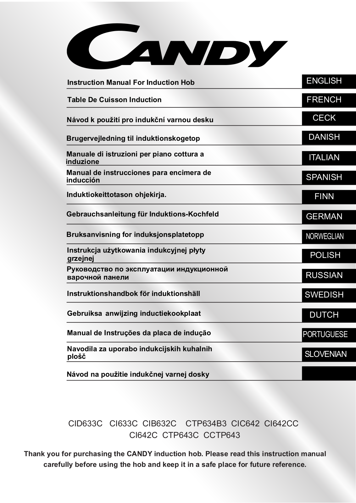 Candy CI 642 C operation manual