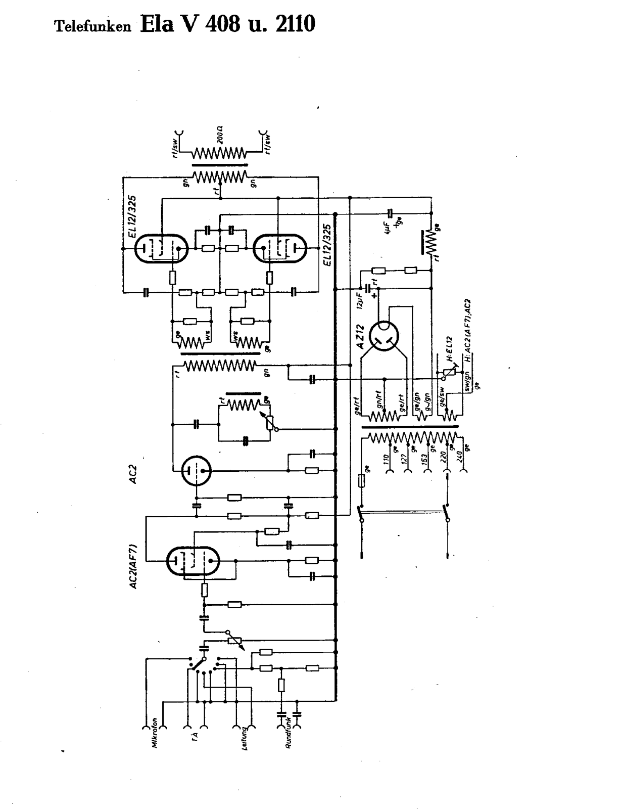 Telefunken Ela-V408U Schematic