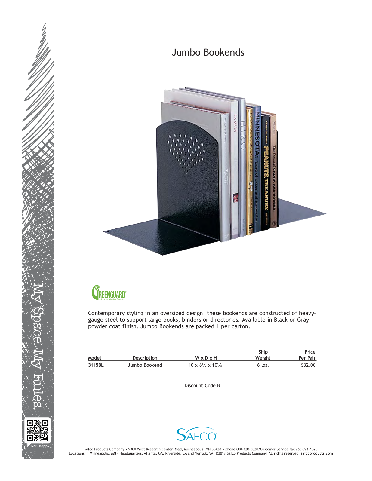 Safco 3115BL User Manual