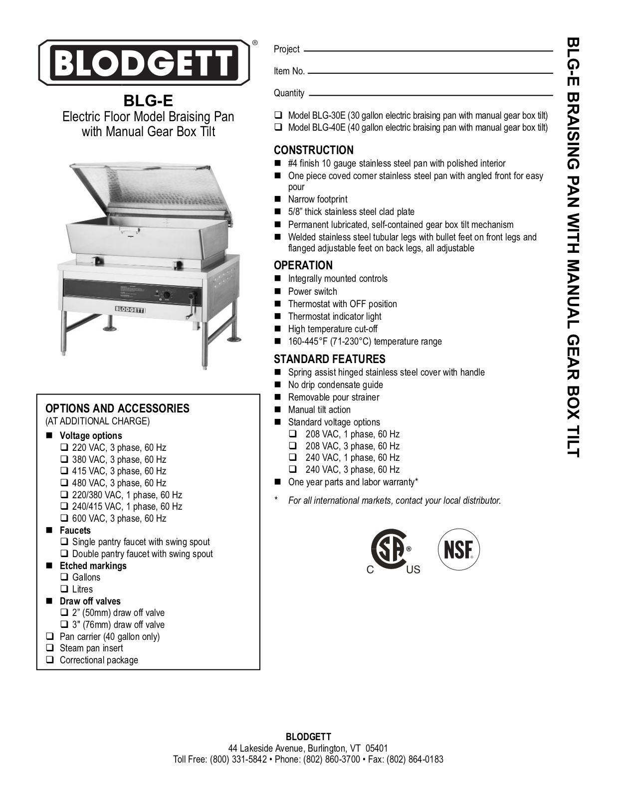 Blodgett BLG-40E General Manual