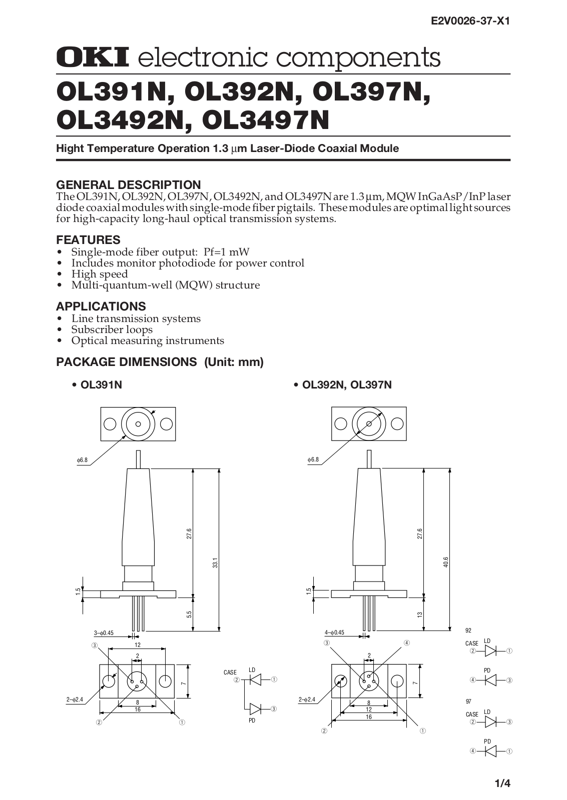 OKI OL397N, OL391N, OL392N, OL3497N, OL3492N Datasheet