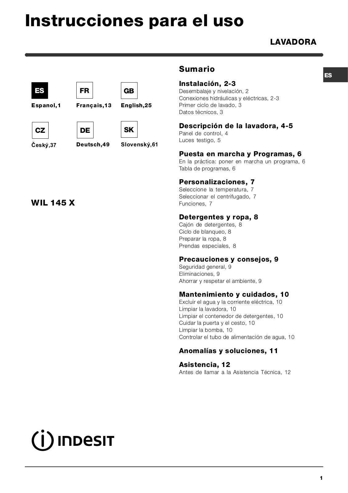 Indesit WIL 145 X (EX), WL 145 TX User Manual