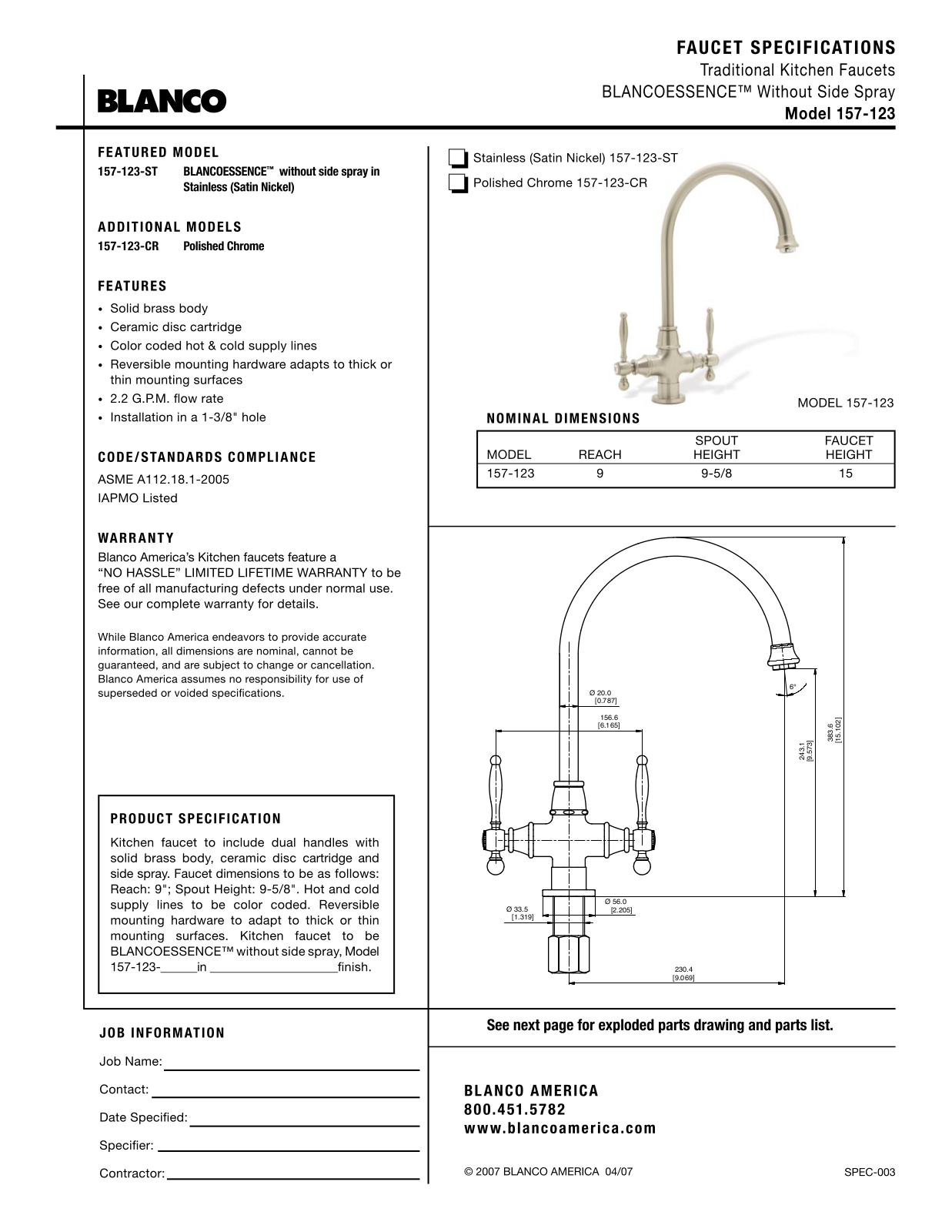 Blanco 157-123 User Manual