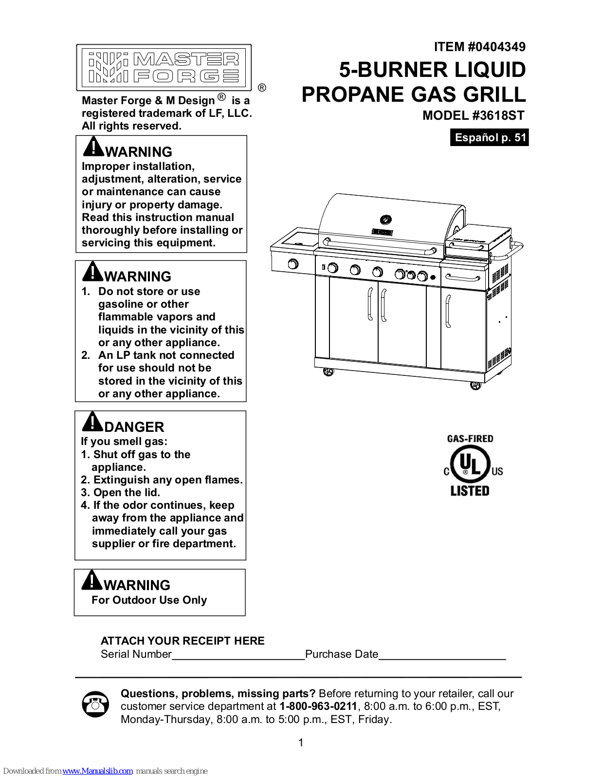 Master Forge 3618st Owner's Manual