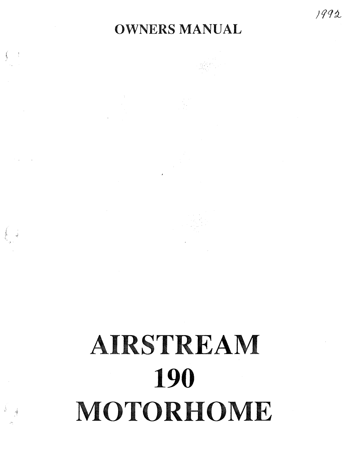 Airstream 190 B Van 1992 Owner's Manual