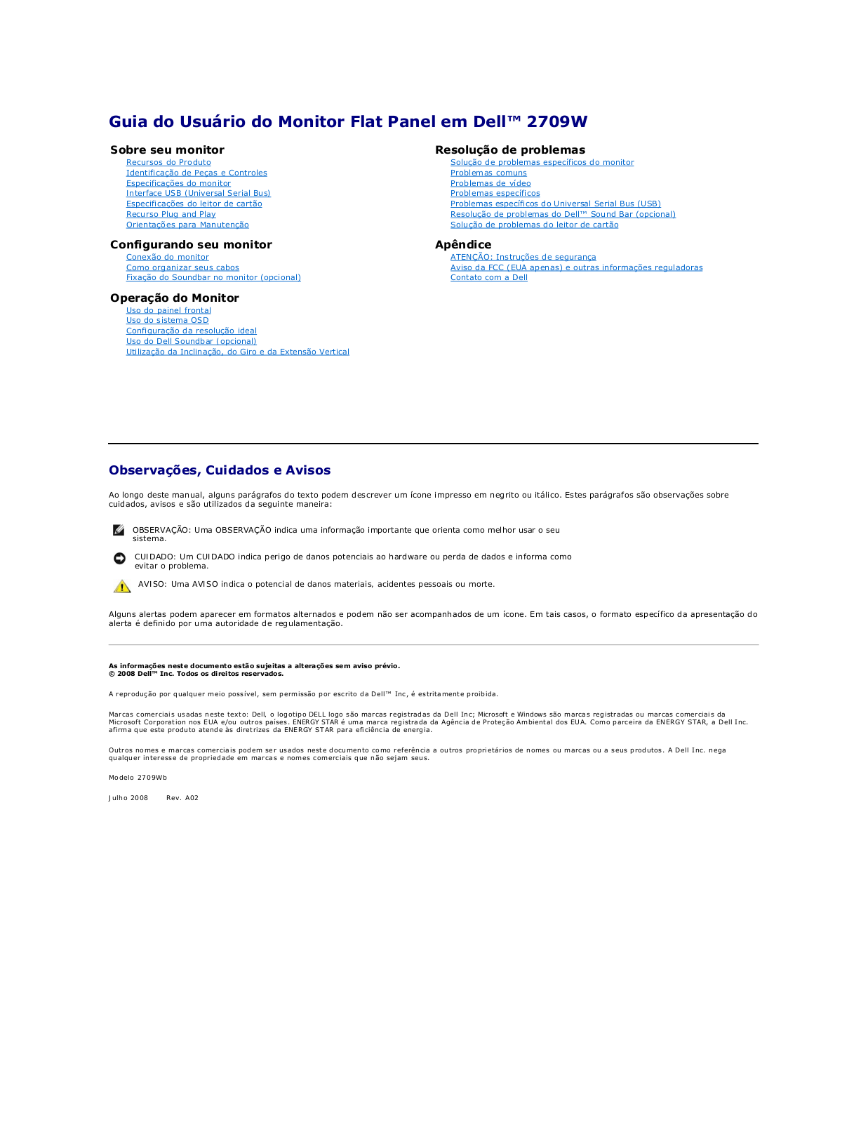 Dell 2709W User Manual