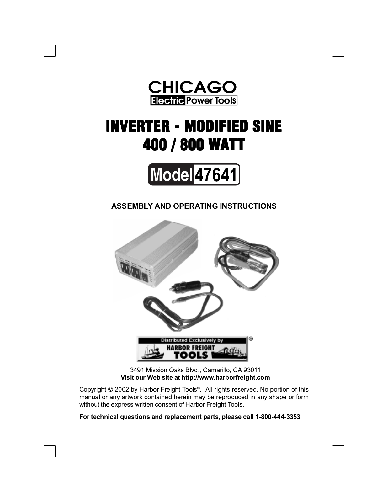 Chicago Electric 47641 User Manual