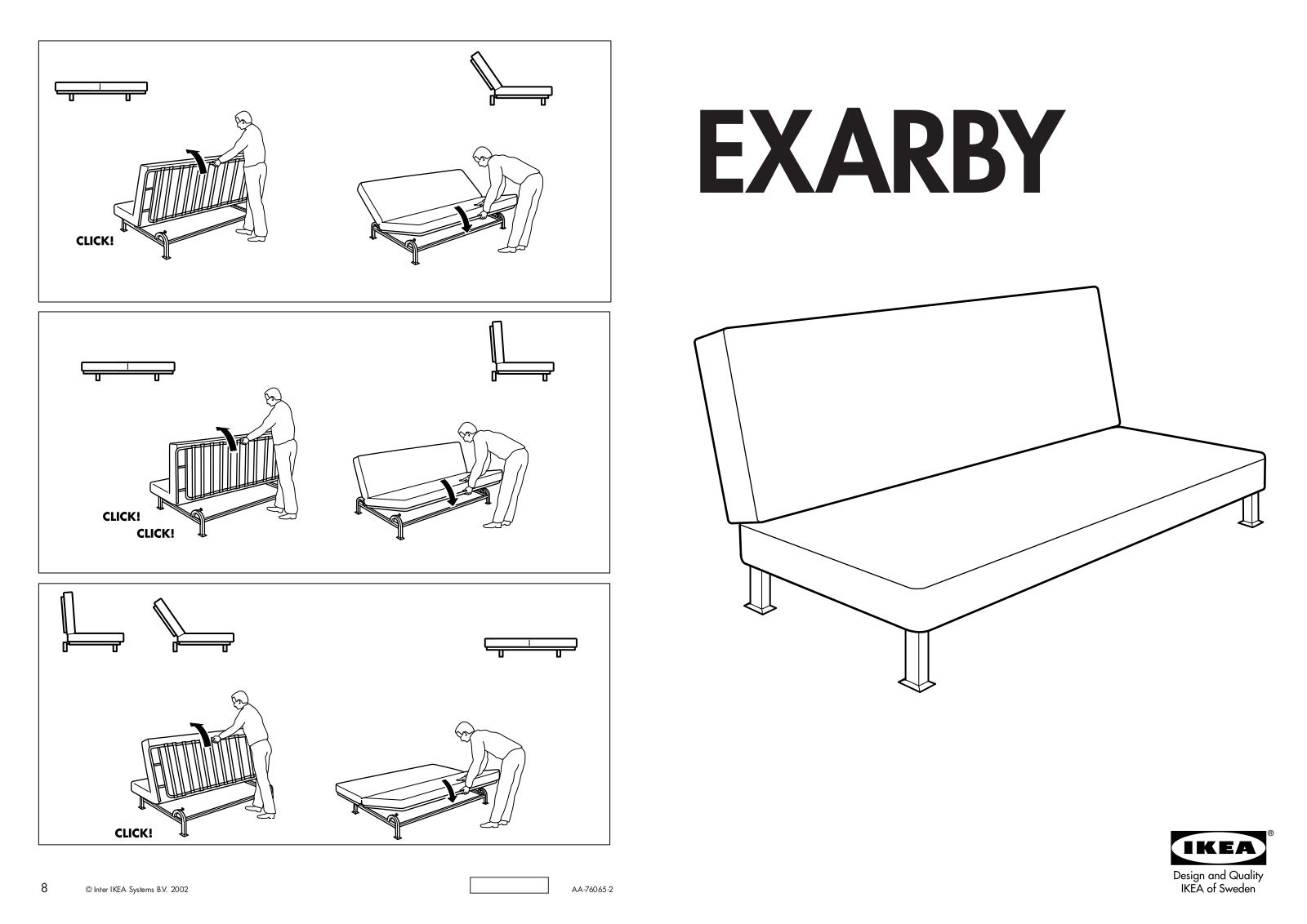 IKEA EXARBY SOFA BED FRAME Assembly Instruction