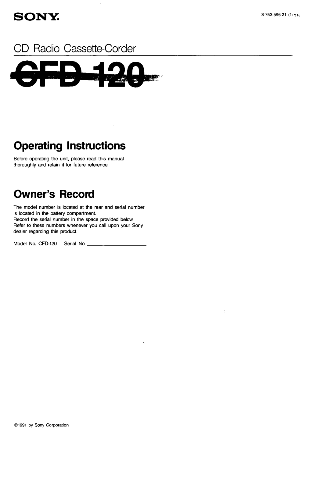 Sony CFD-120 User Manual