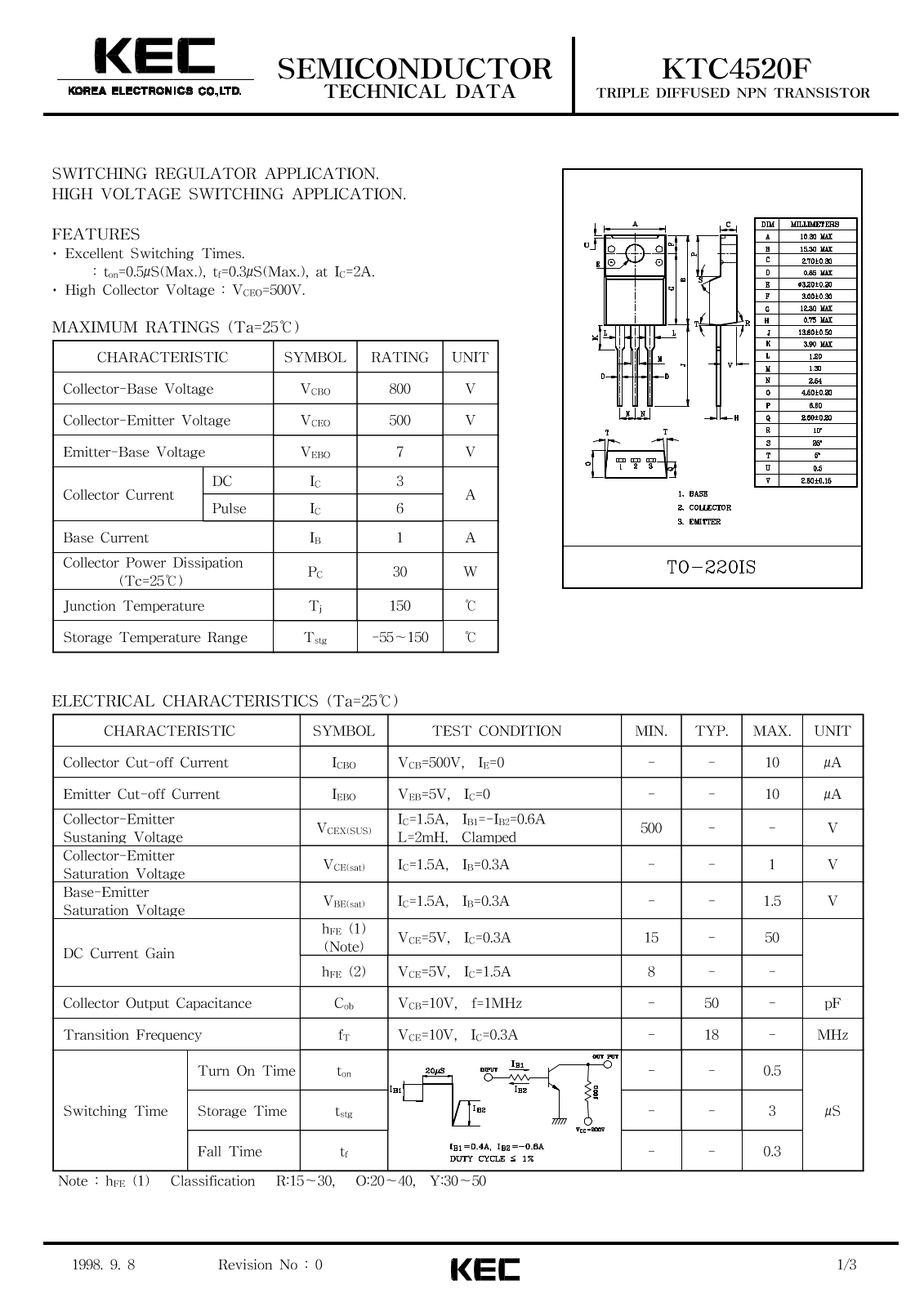 KEC KTC4520F Datasheet