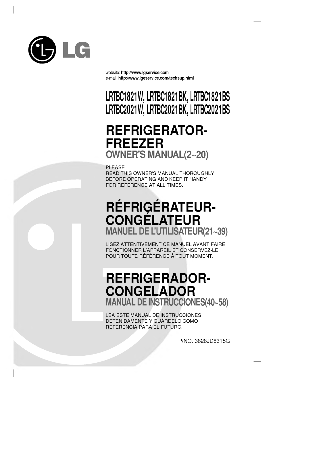 LG LRTBC1821BS, LRTBC1821W, LRTBC2021W, LRTBC1821BK, LRTBC2021BK User Manual