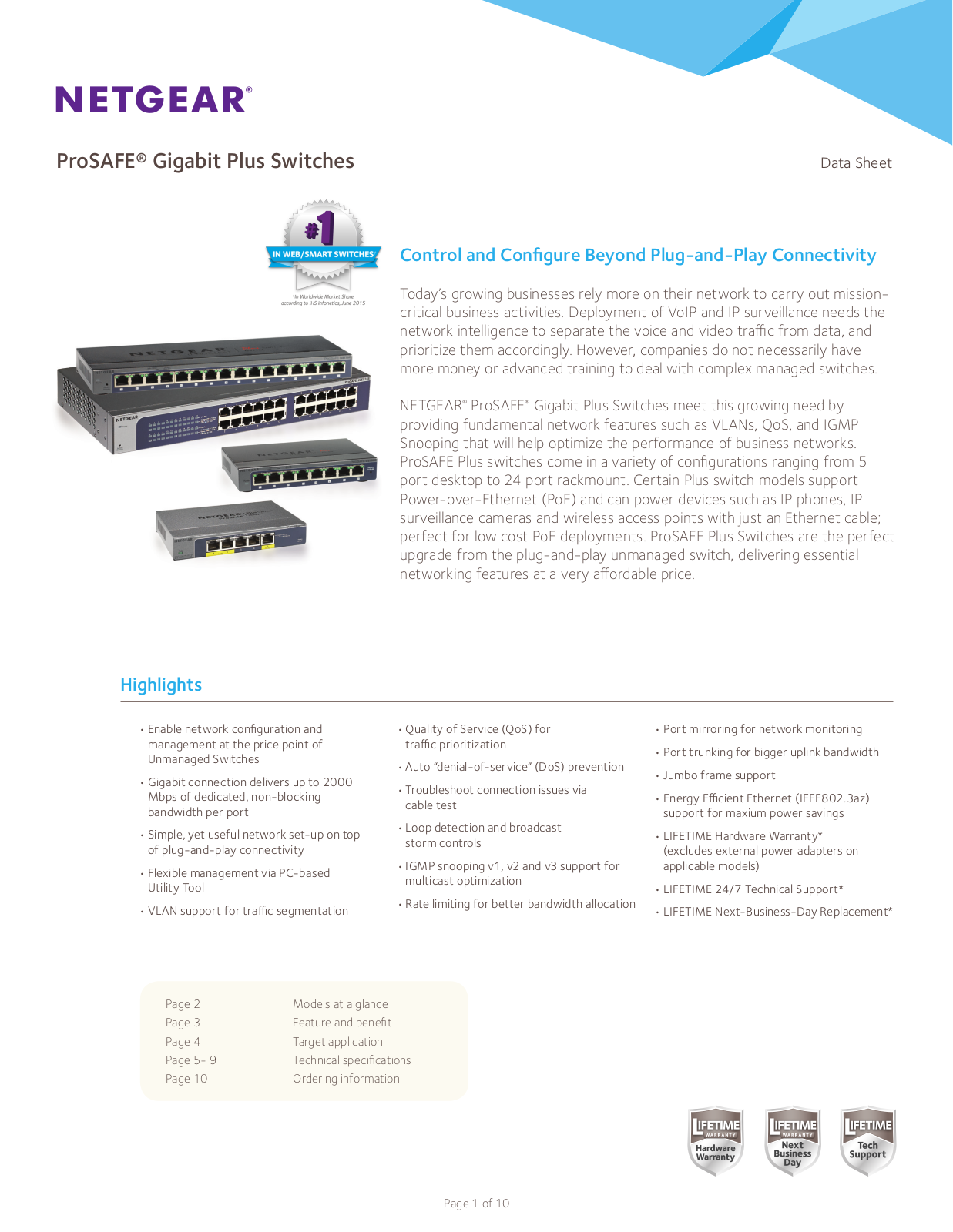 Netgear GS105E-200UKS Product Data Sheet