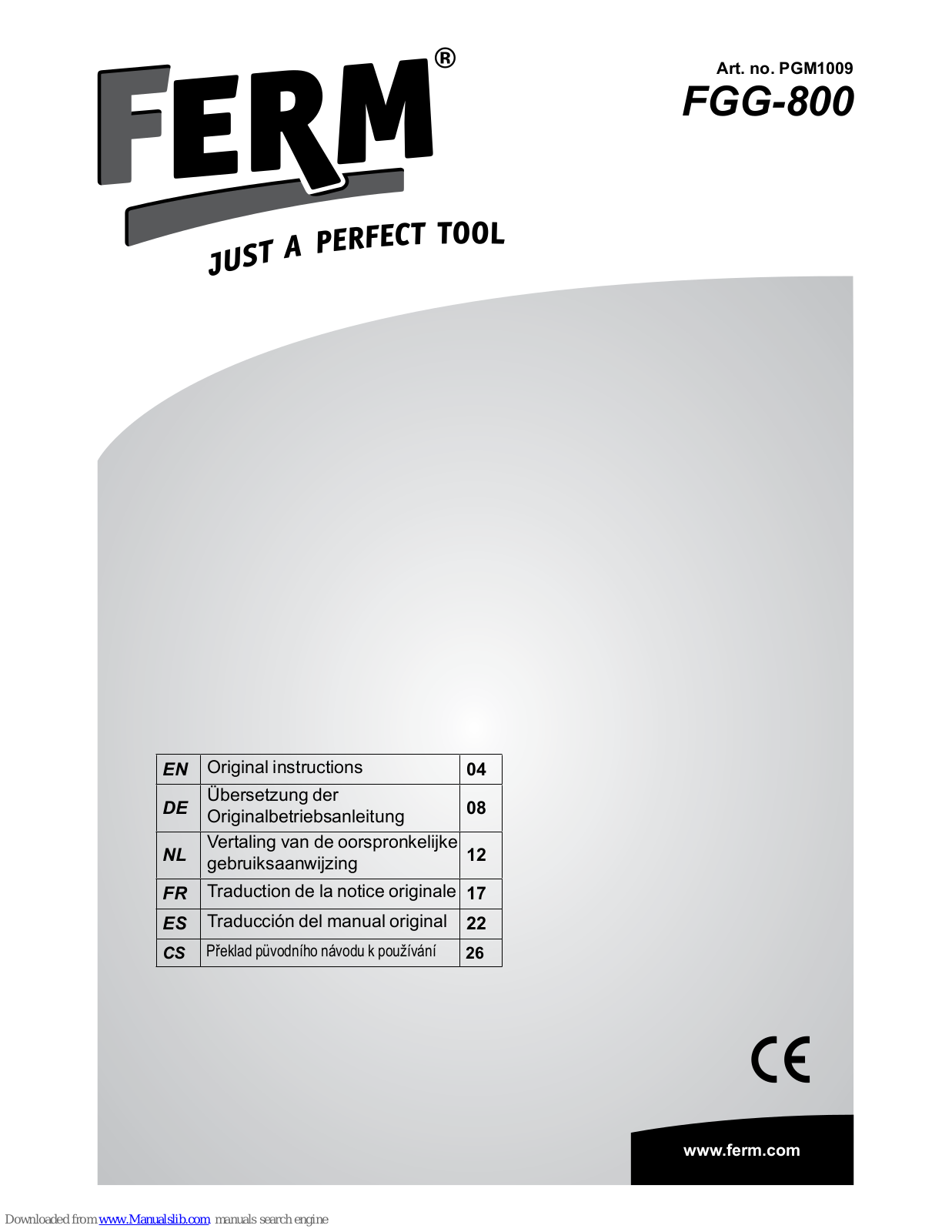 Ferm FGG-800 Original Instructions Manual