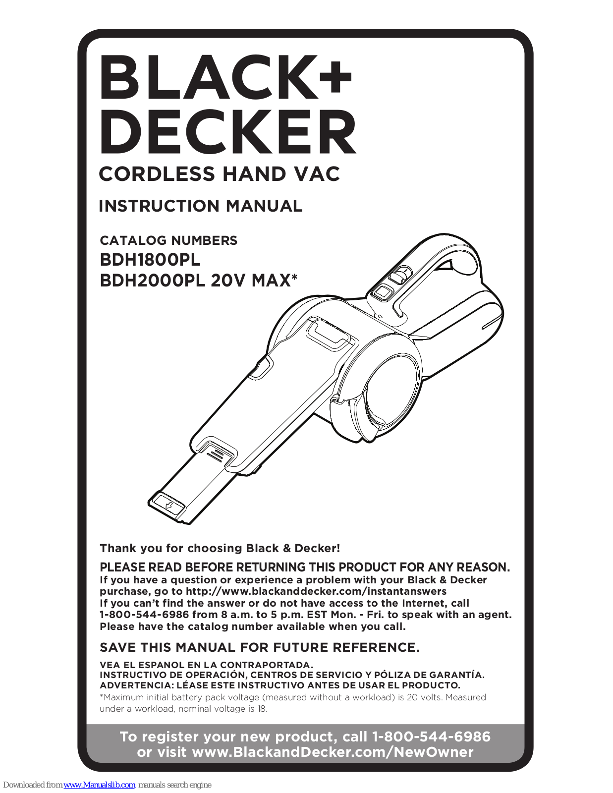 Black & Decker Bdh2000PL, BDH1600PL Instruction Manual