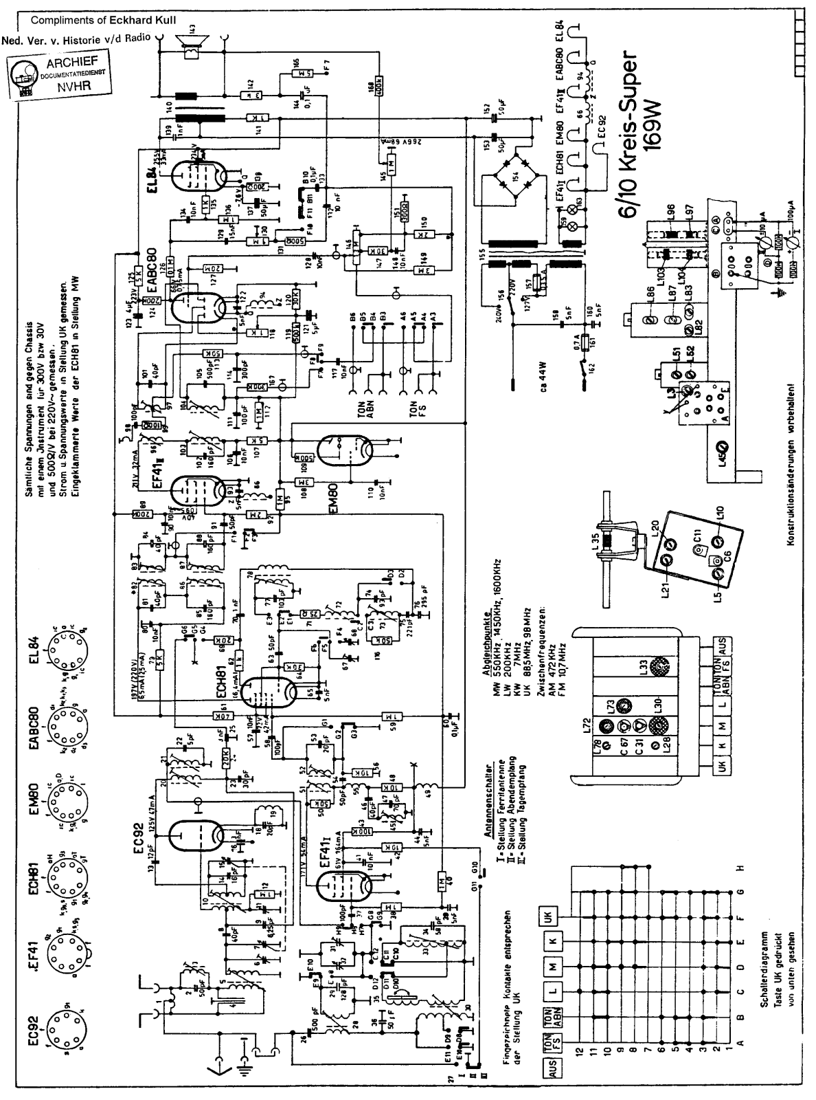 Graetz 169W Schematic