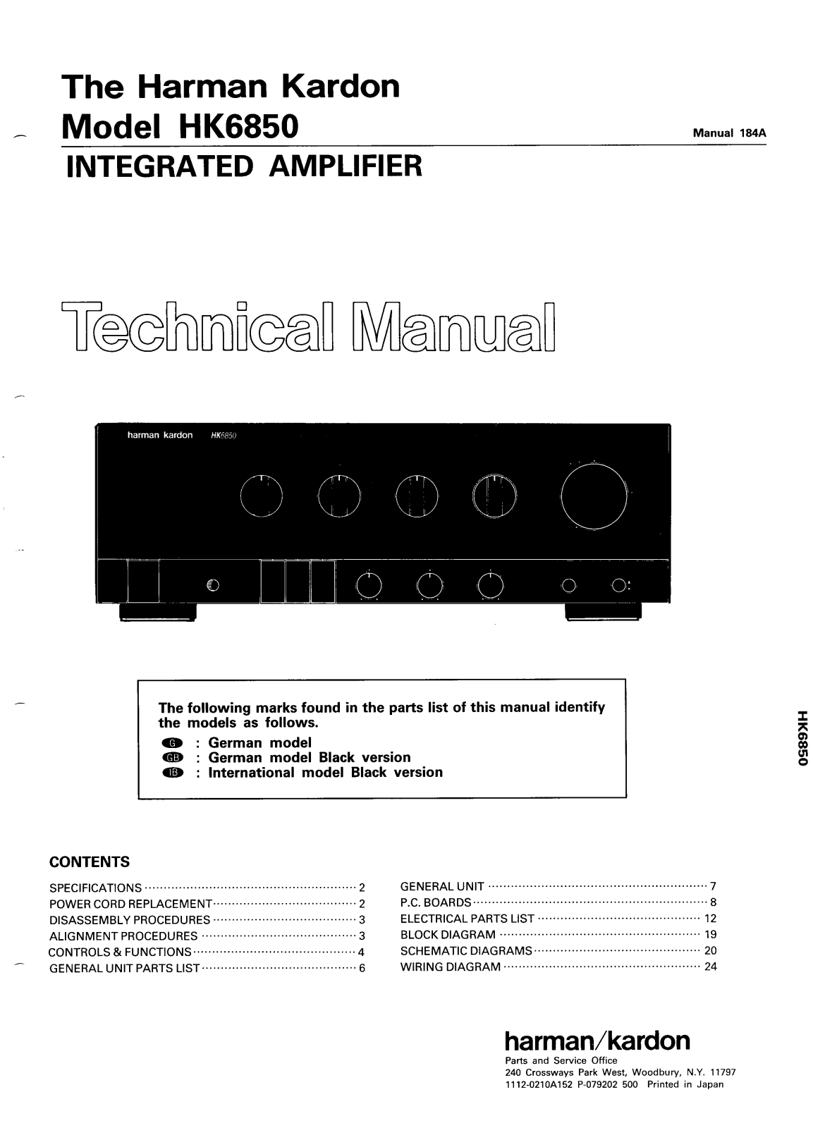 Harman Kardon HK-6850 Service manual