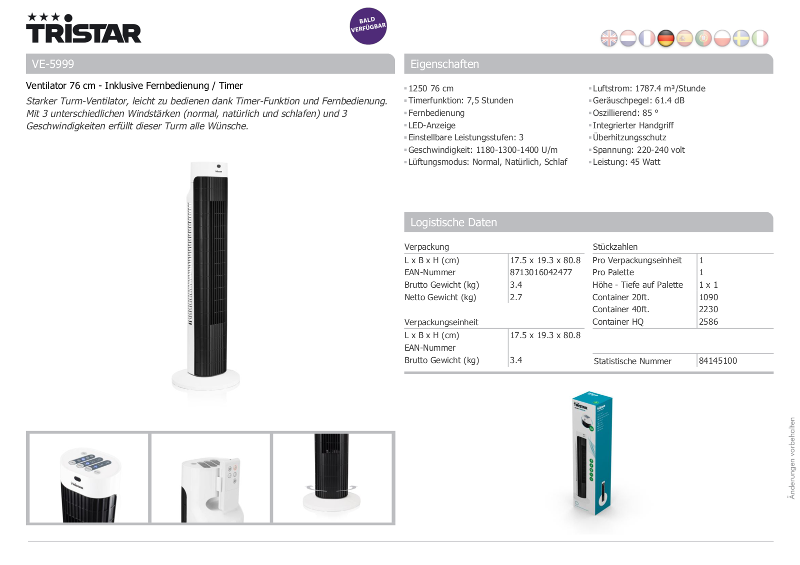 Tristar VE-5999 User Manual