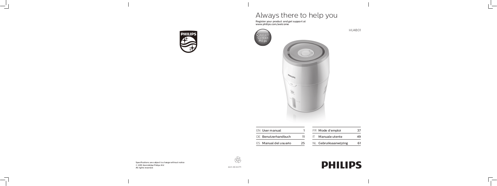 Philips HU4801-01 operation manual