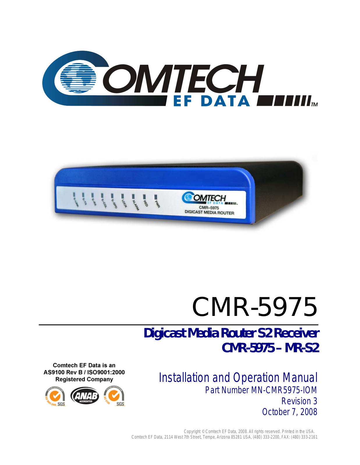 Comtech EF Data CMR-5975 User Manual