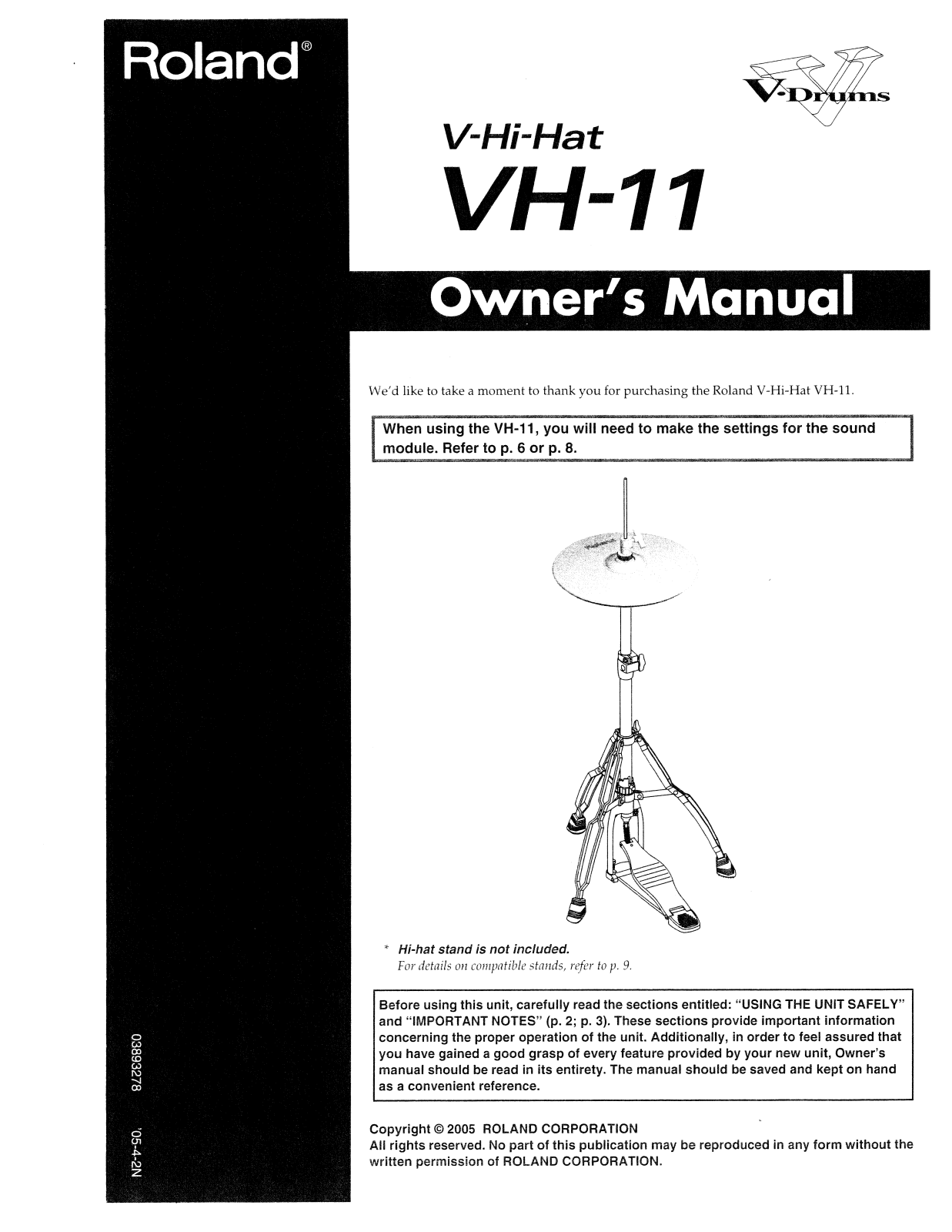 Roland Corporation VH-11 Owner's Manual