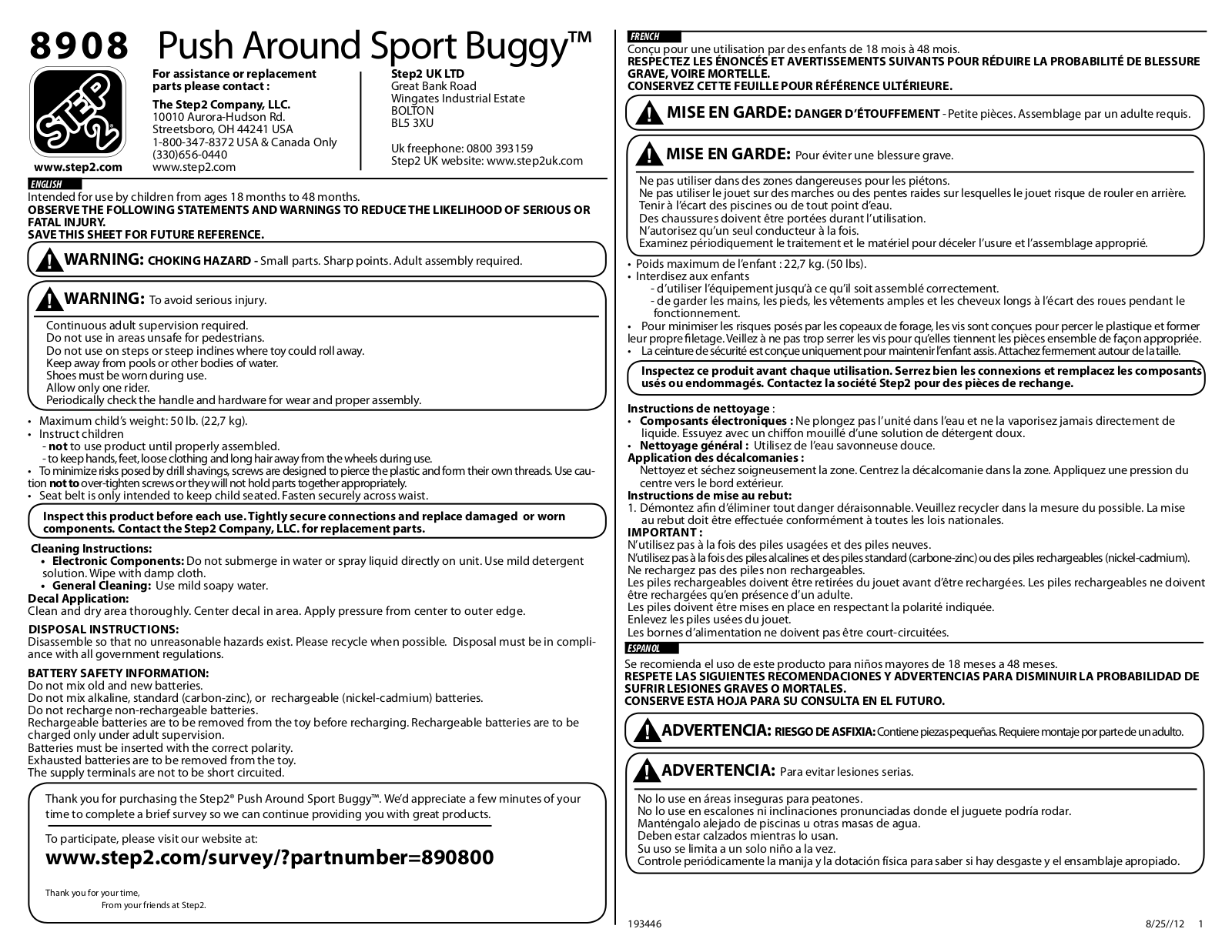 Step2 Push Around Sport Buggy User Manual