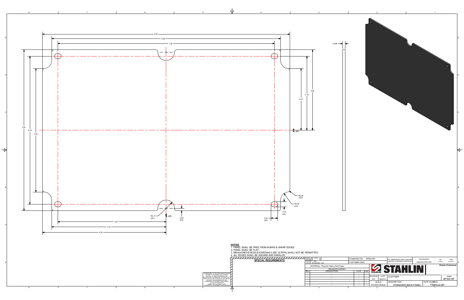 Stahlin BPS2416P Reference Drawing