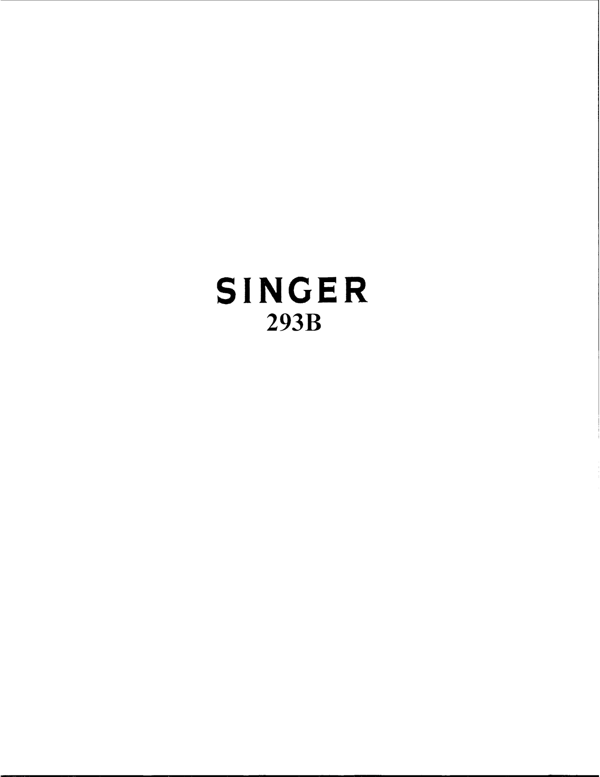 Singer 293B User Manual